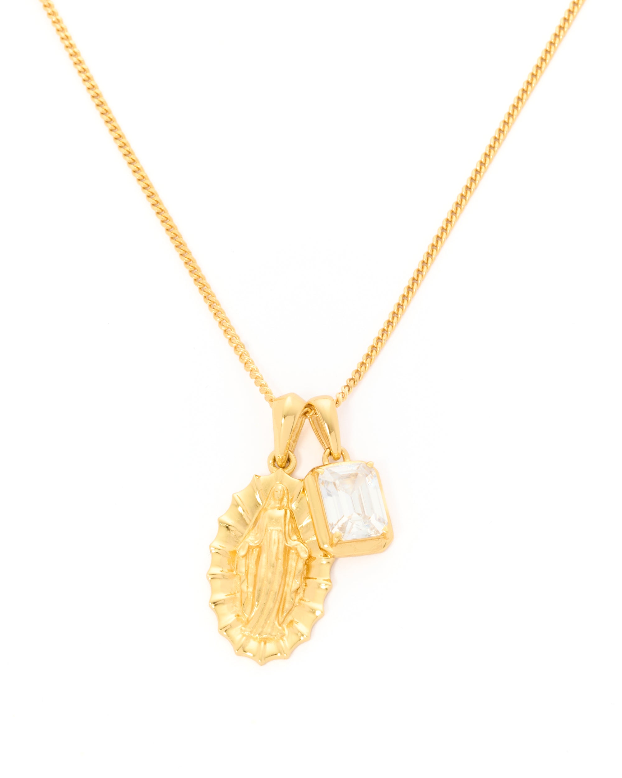 Our lady of Guadalupe x diamond stone stack - Gold
