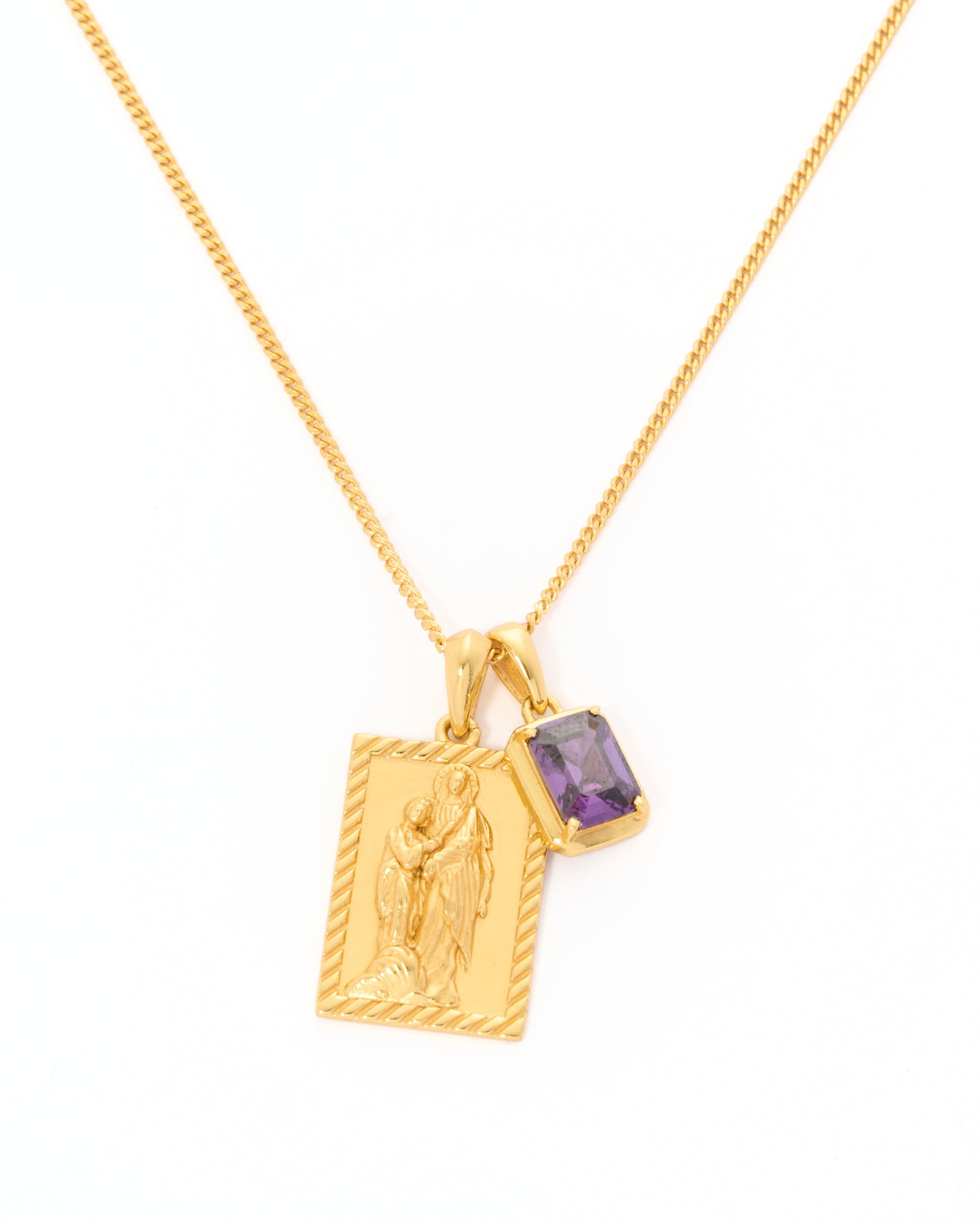 Mother Mary frame x Cathedral Amethyst stone stack - Gold