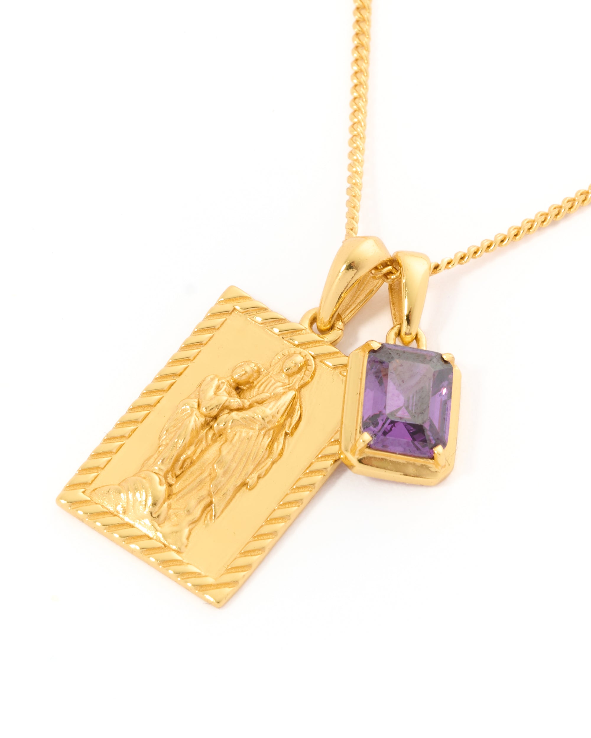 Mother Mary frame x Cathedral Amethyst stone stack - Gold