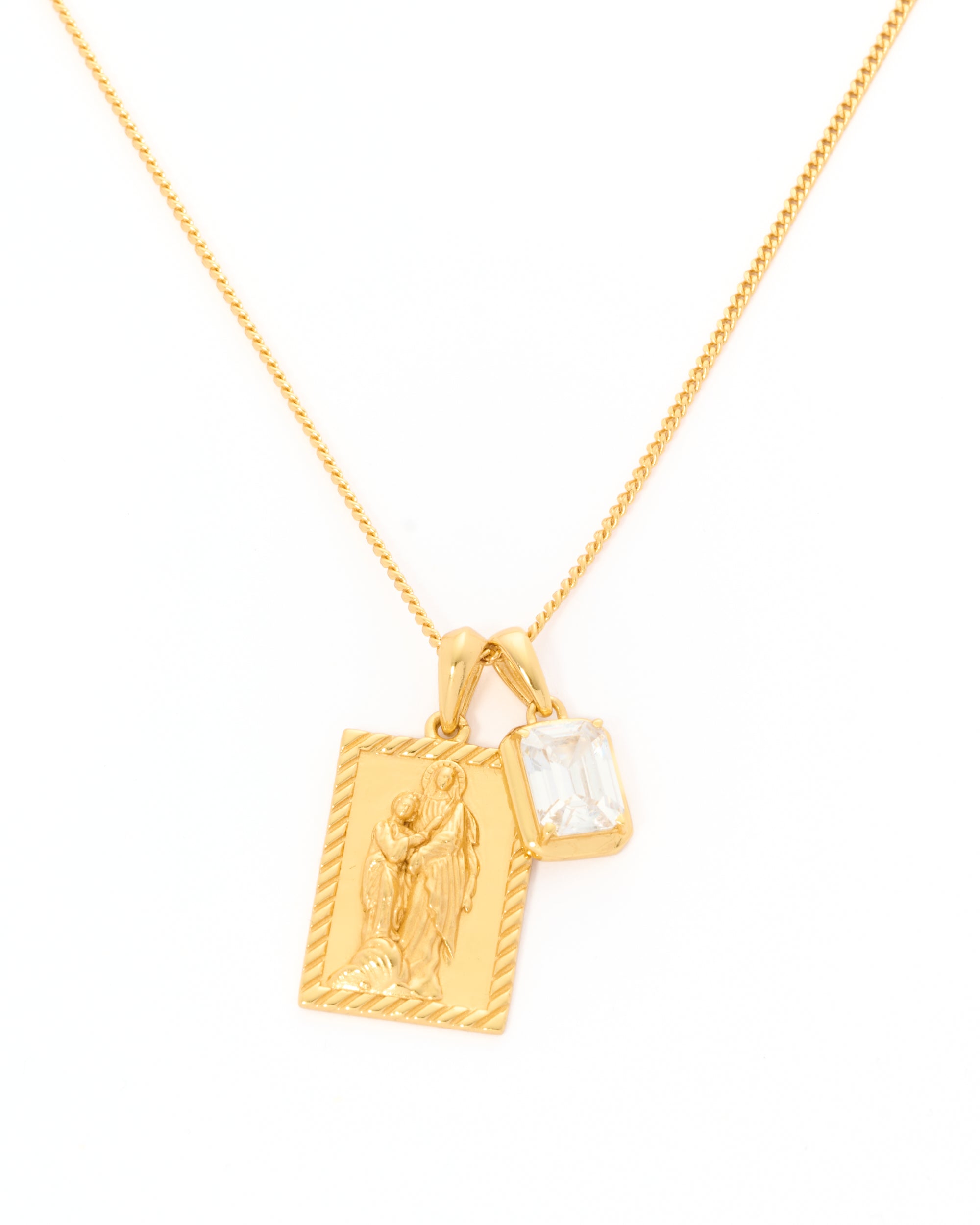 Mother Mary frame x diamond stone stack - Gold
