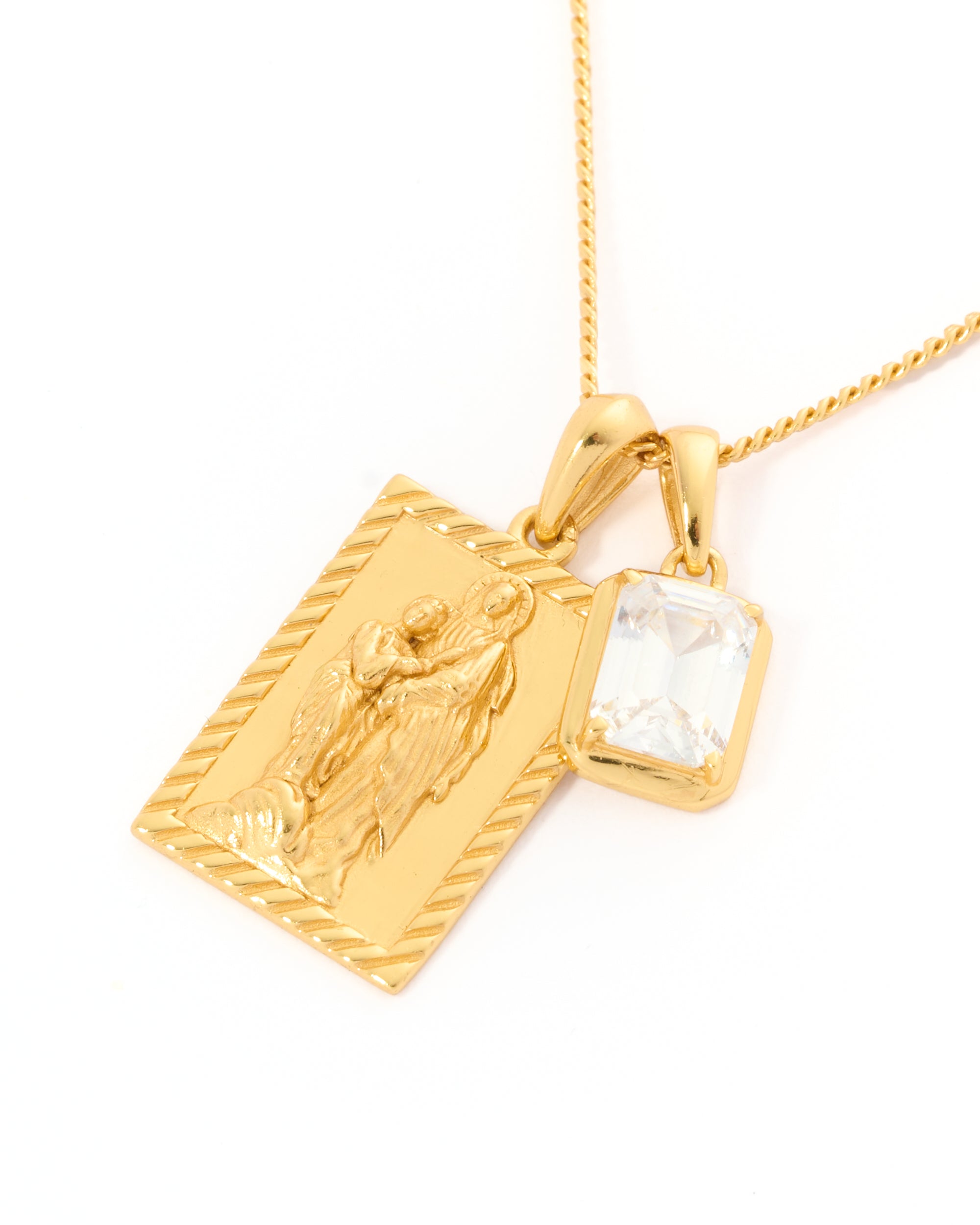 Mother Mary frame x diamond stone stack - Gold