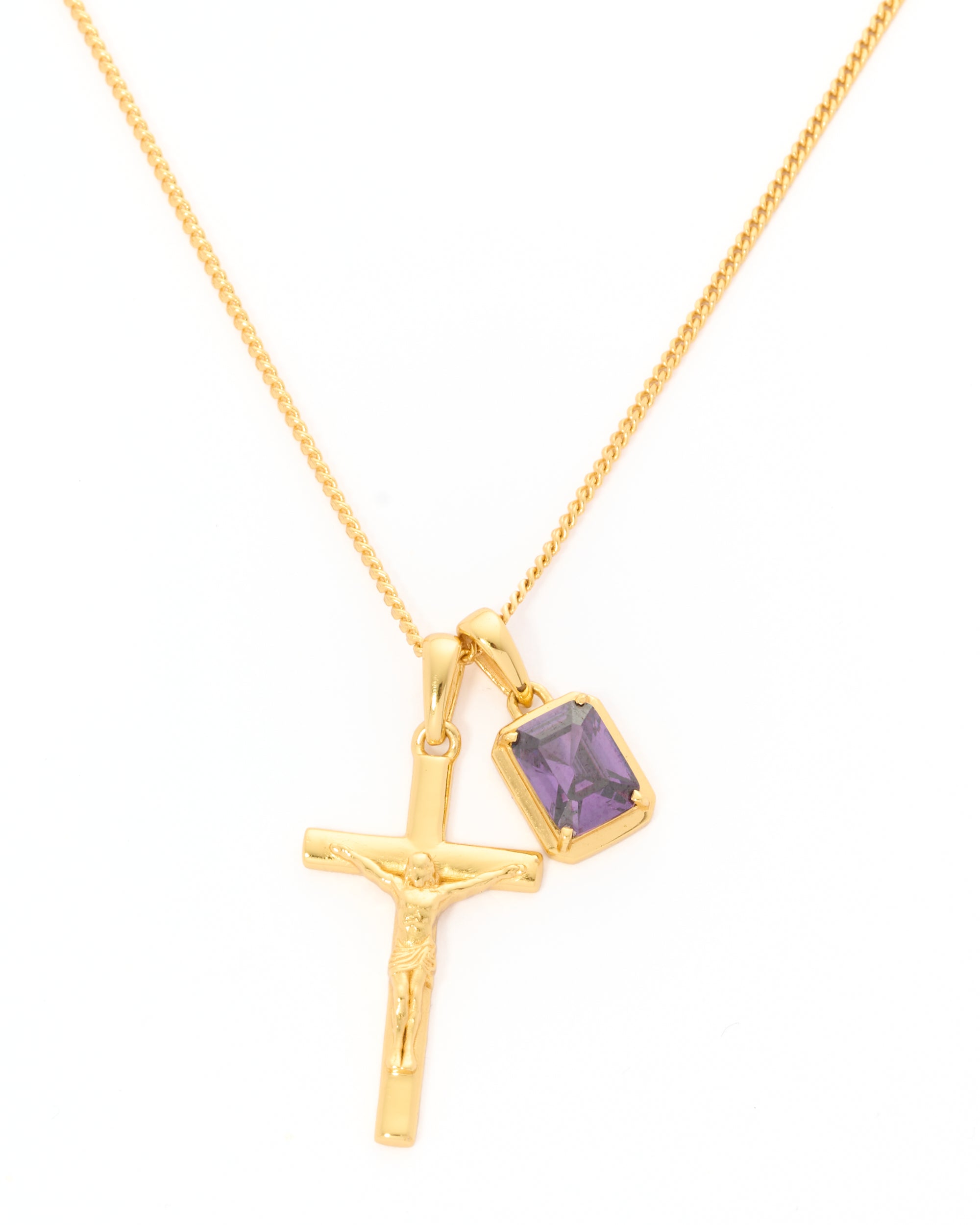 The Crucifix x Amethyst stone - Gold