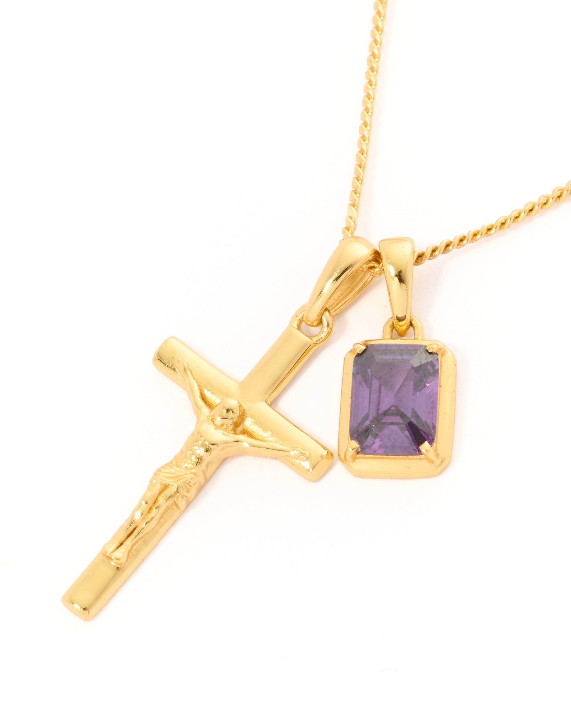 The Crucifix x Amethyst stone - Gold
