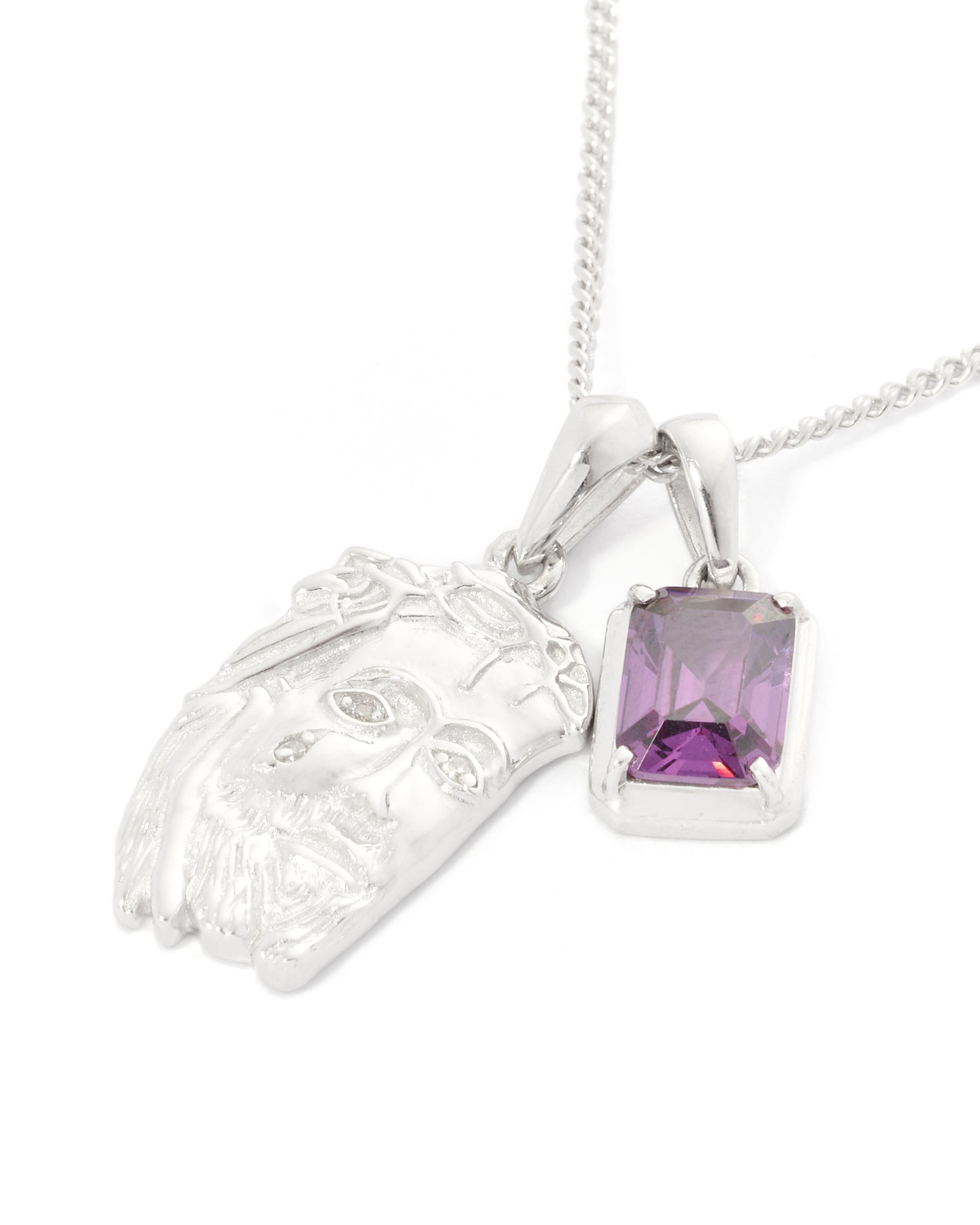 Tearing Jesus Piece x Amethyst stone stack - Silver