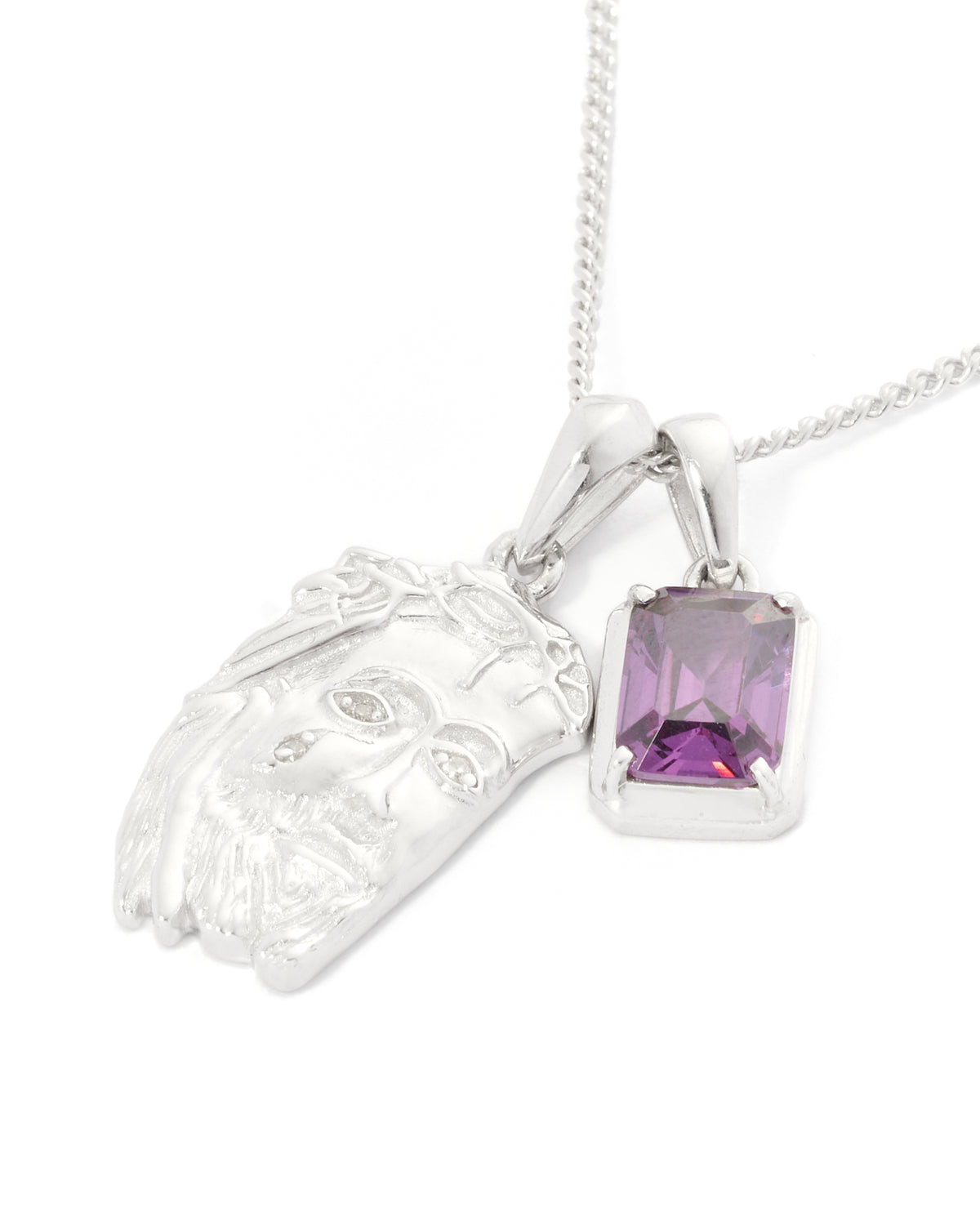 Tearing Jesus Piece x Cathedral Amethyst stone stack - Silver
