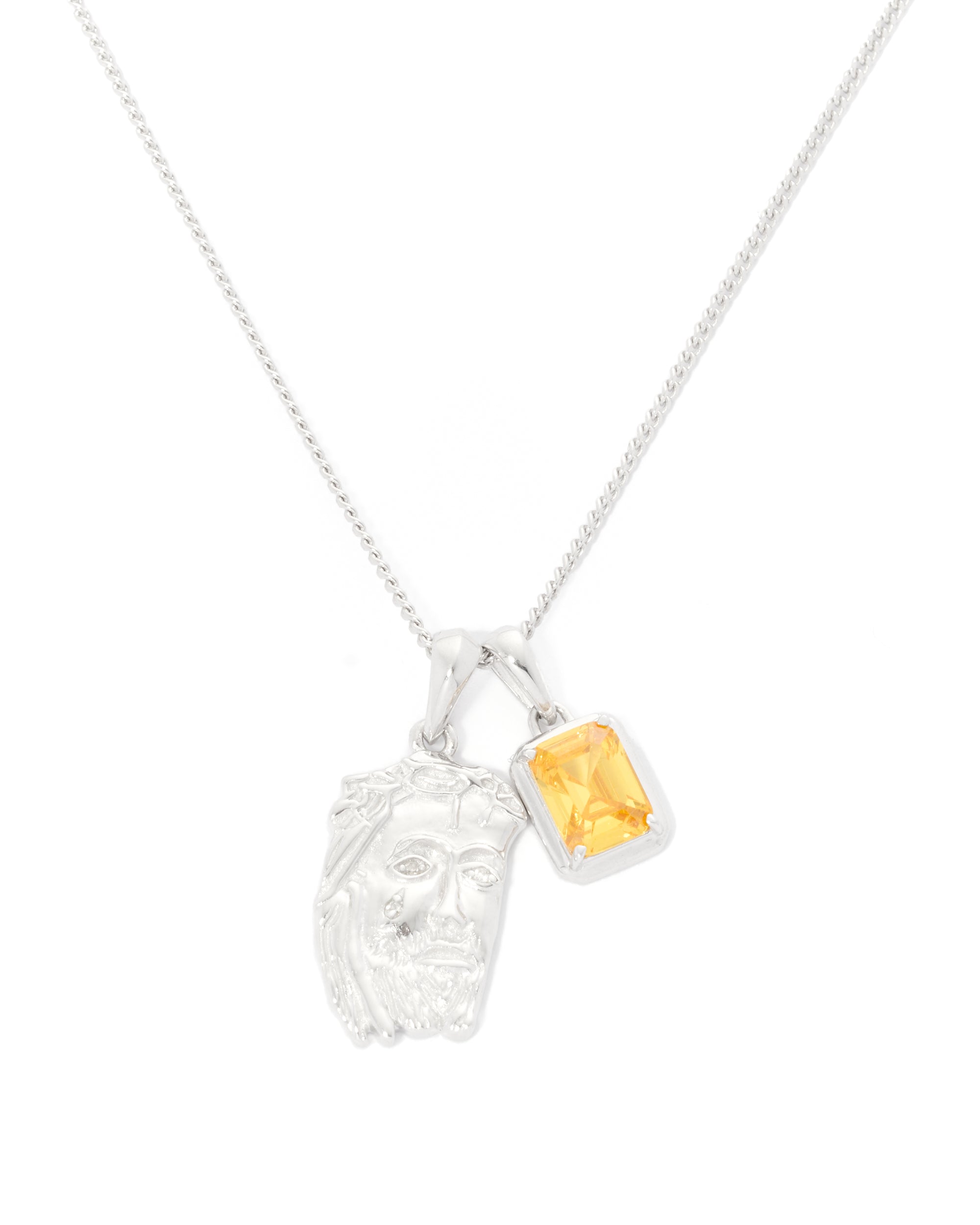 Tearing Jesus Piece x diamond stone stack - Silver