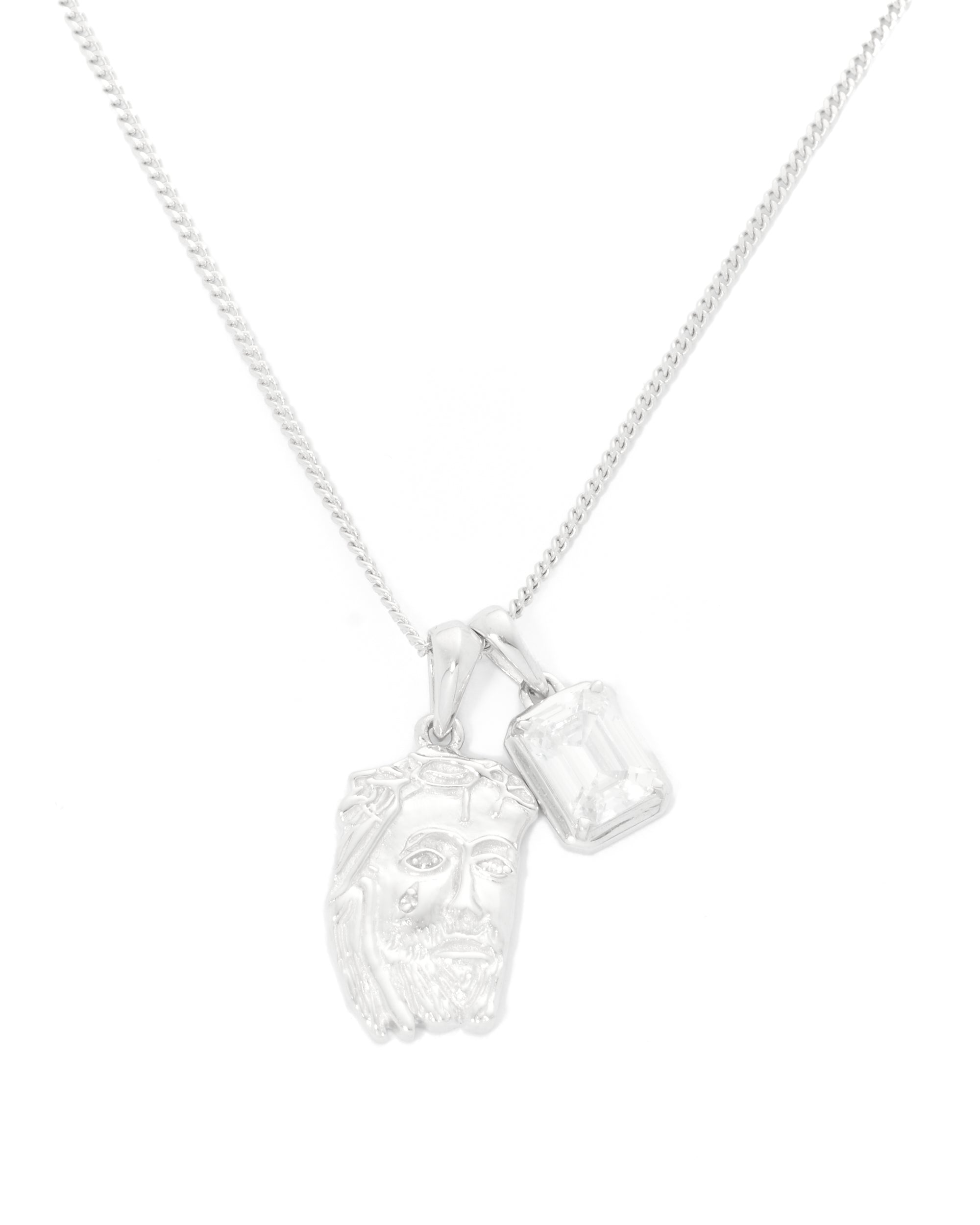 Tearing Jesus Piece x Cathedral diamond stone stack - Silver