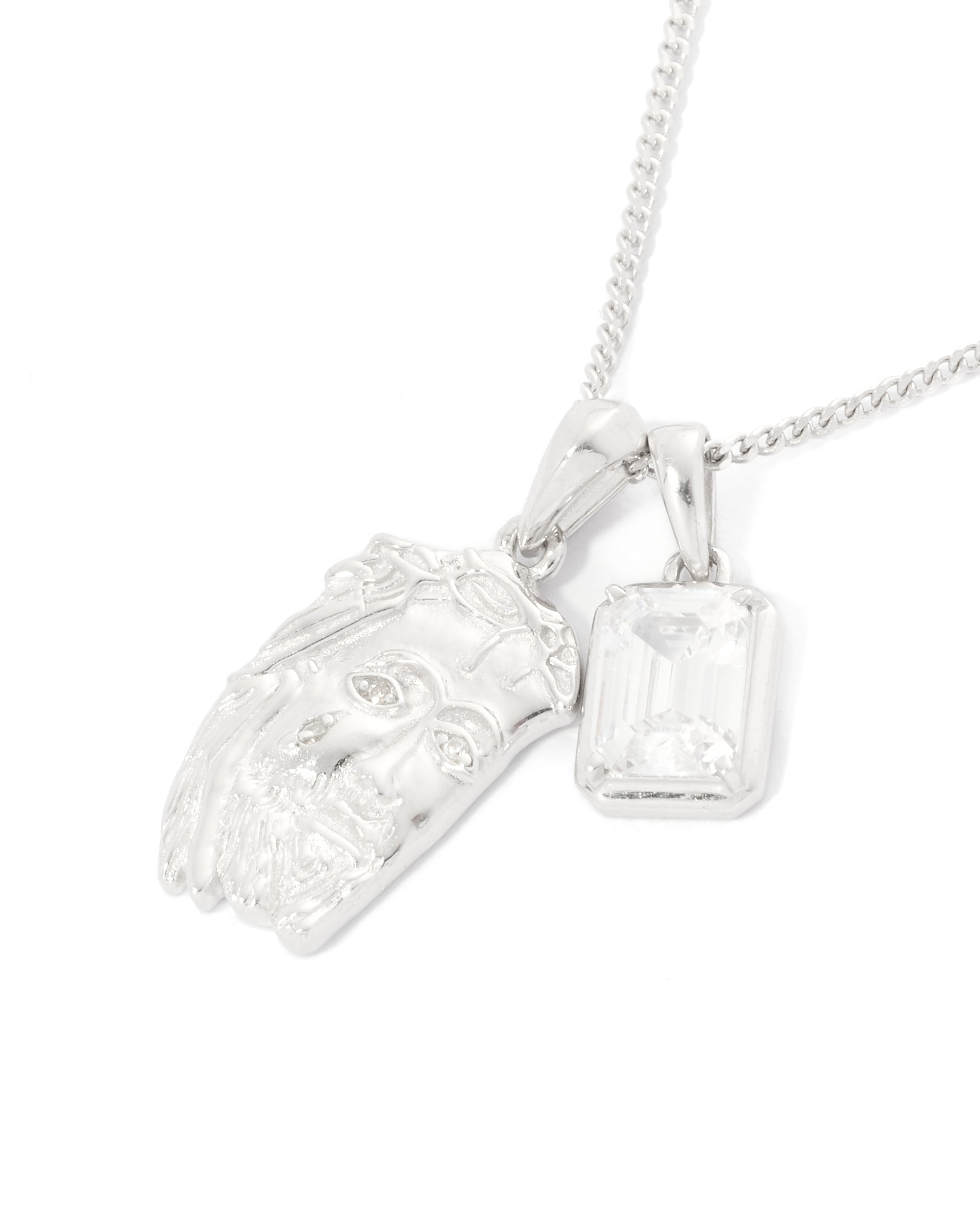 Tearing Jesus Piece x Cathedral diamond stone stack - Silver