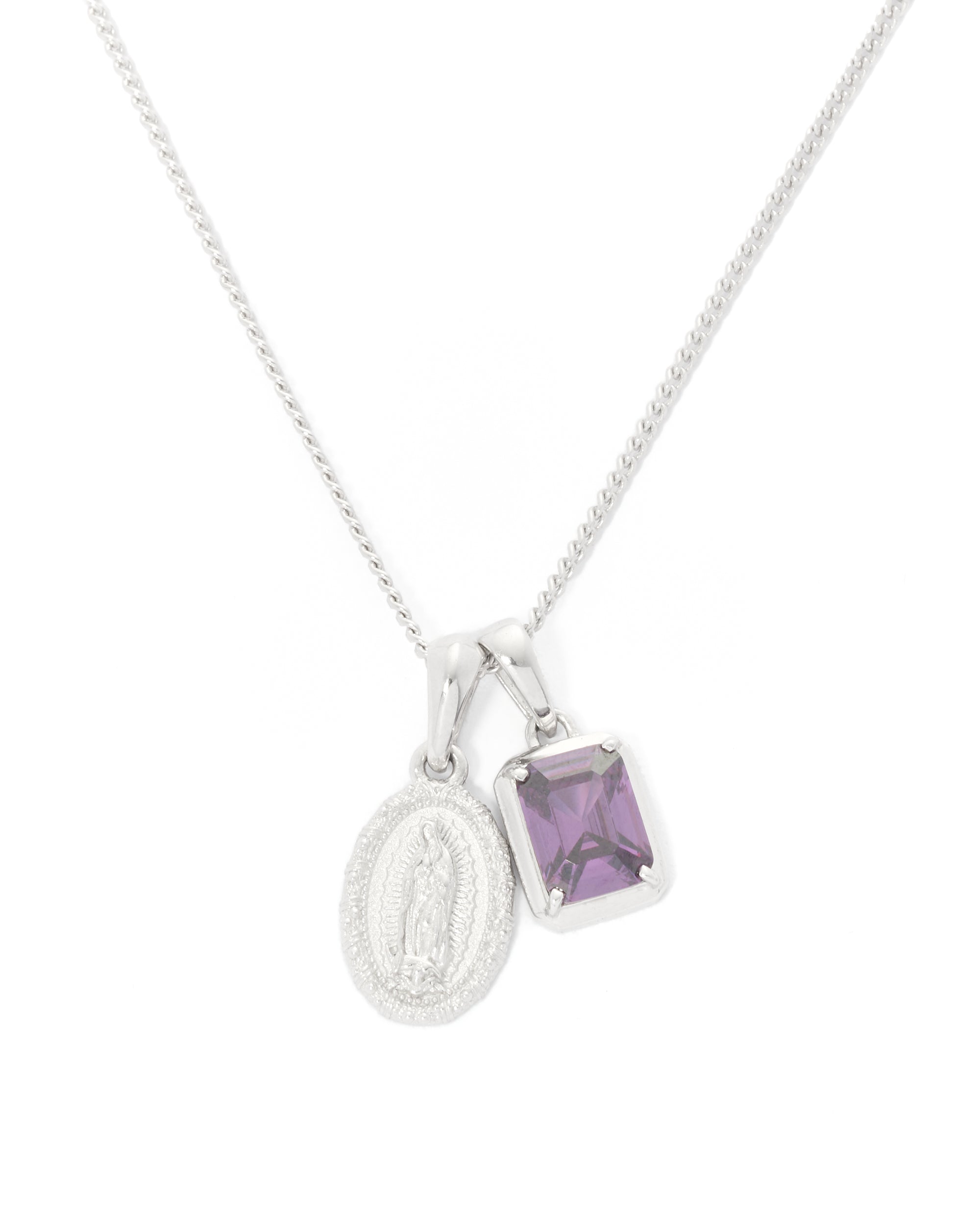 Mini Guadalupe x Cathedral Amethyst stone stack - Silver