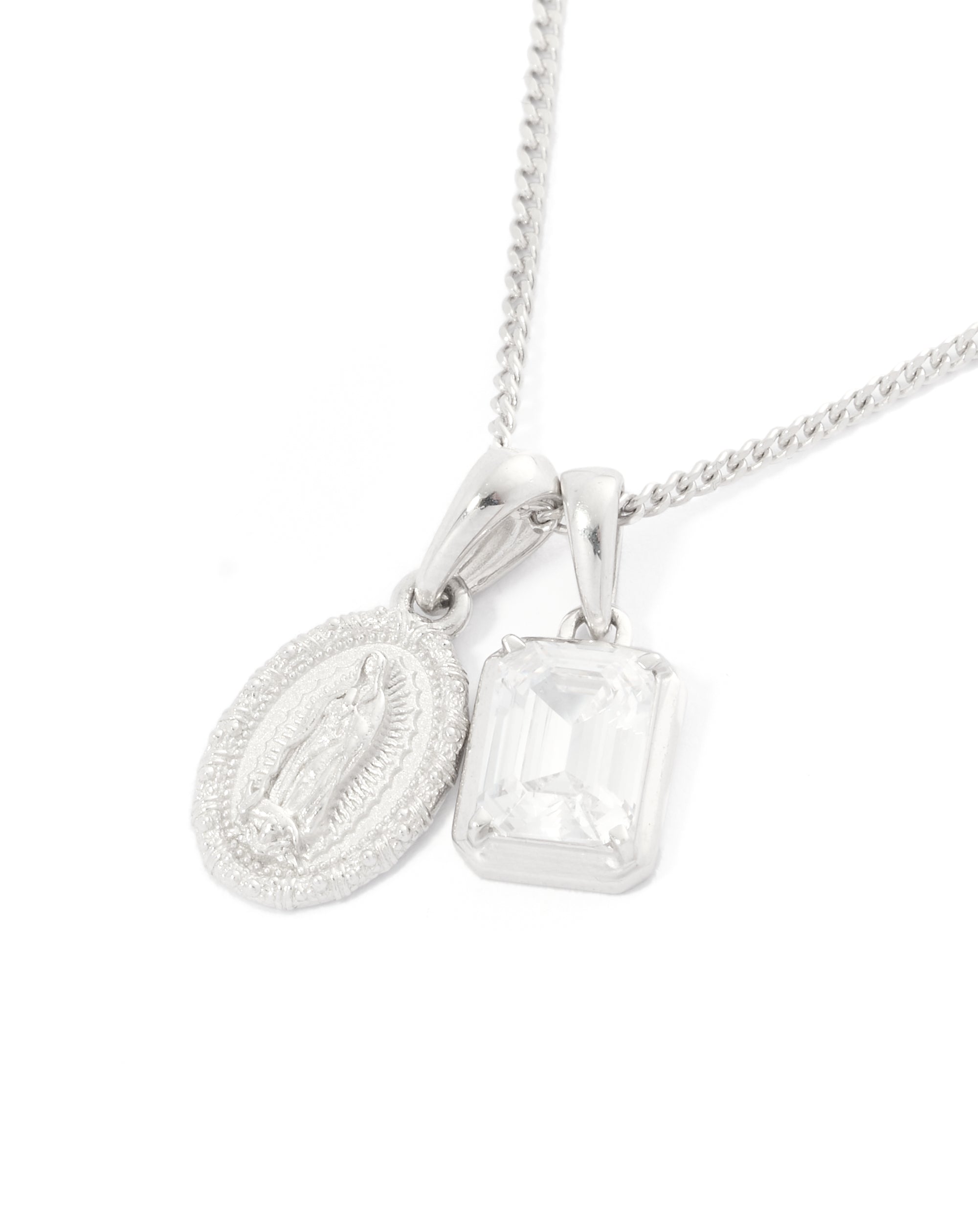 Mini Guadalupe x Cathedral diamond stone stack - Silver