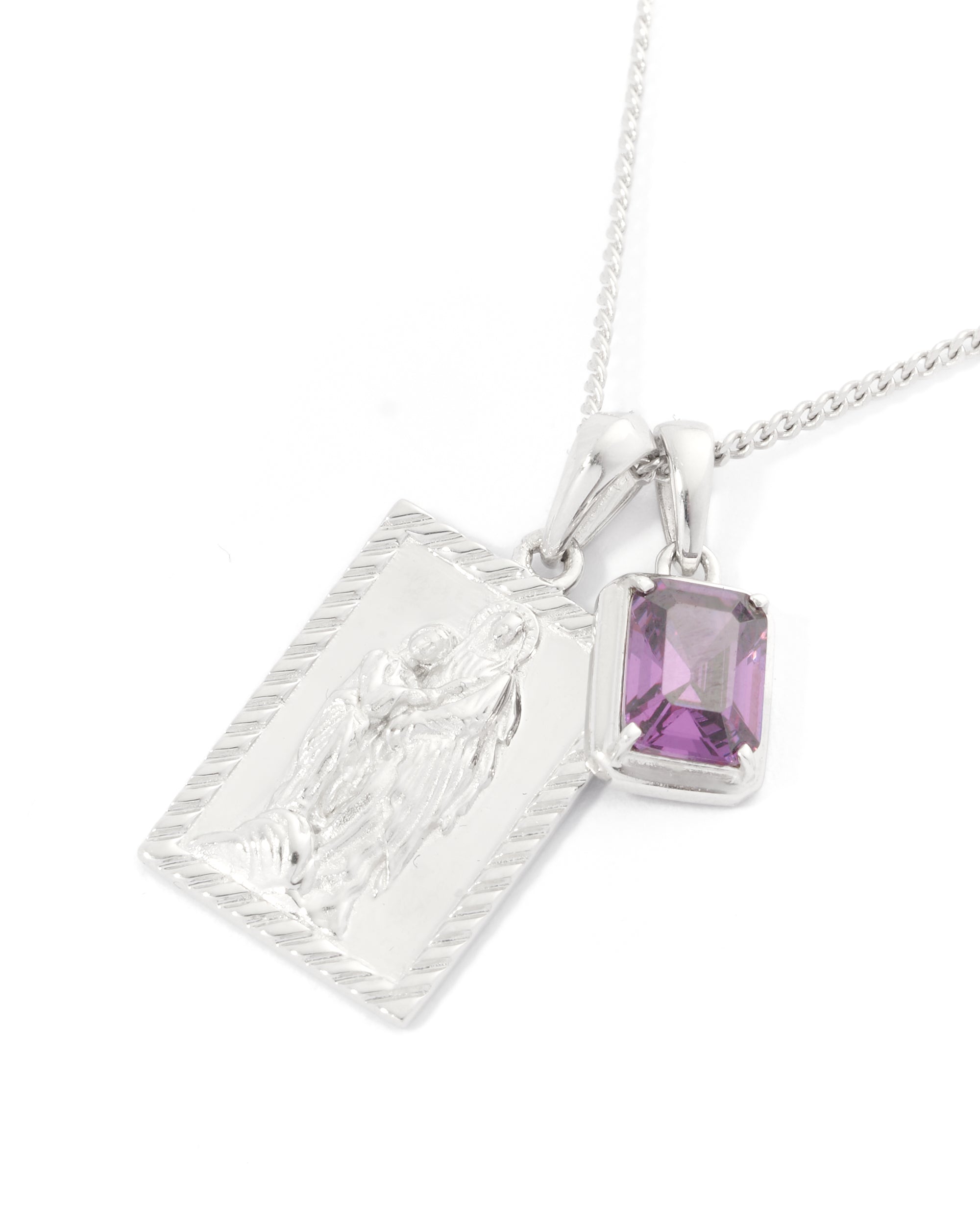 Mother Mary frame x Cathedral Amethyst stone stack - Silver