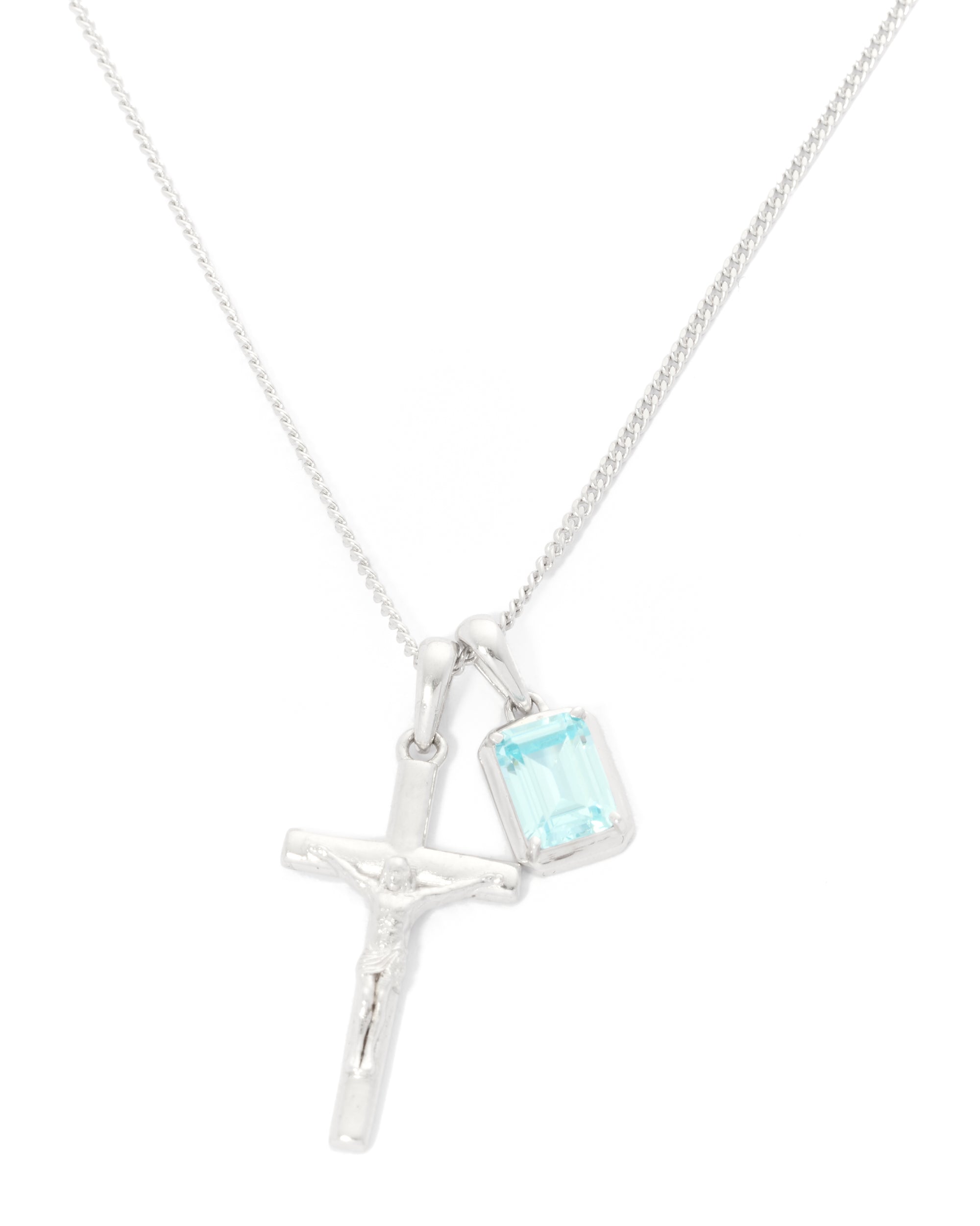 Crucifix x Maré Aquamarine stone stack - Silver
