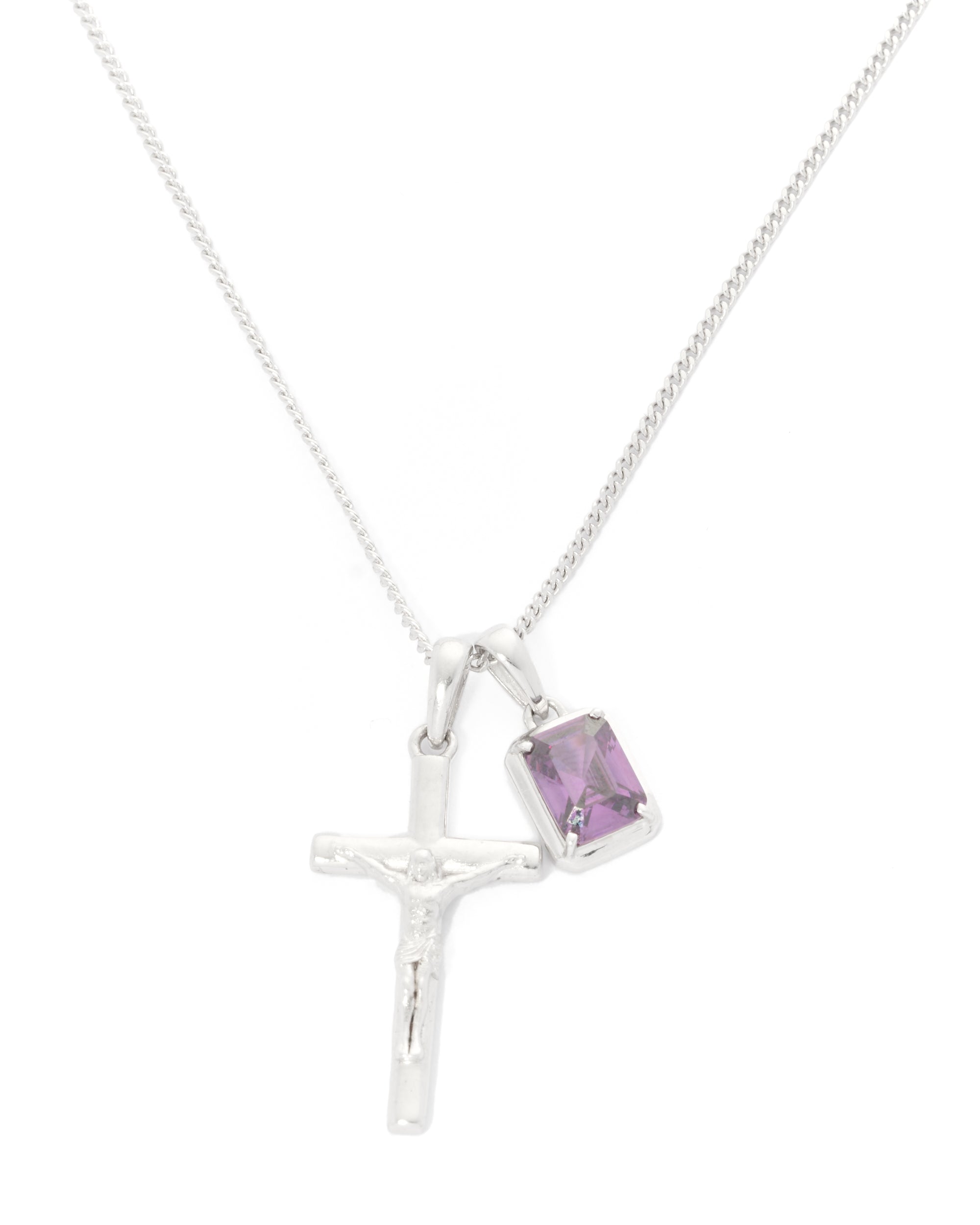 The Crucifix x Cathedral Amethyst stone - Silver