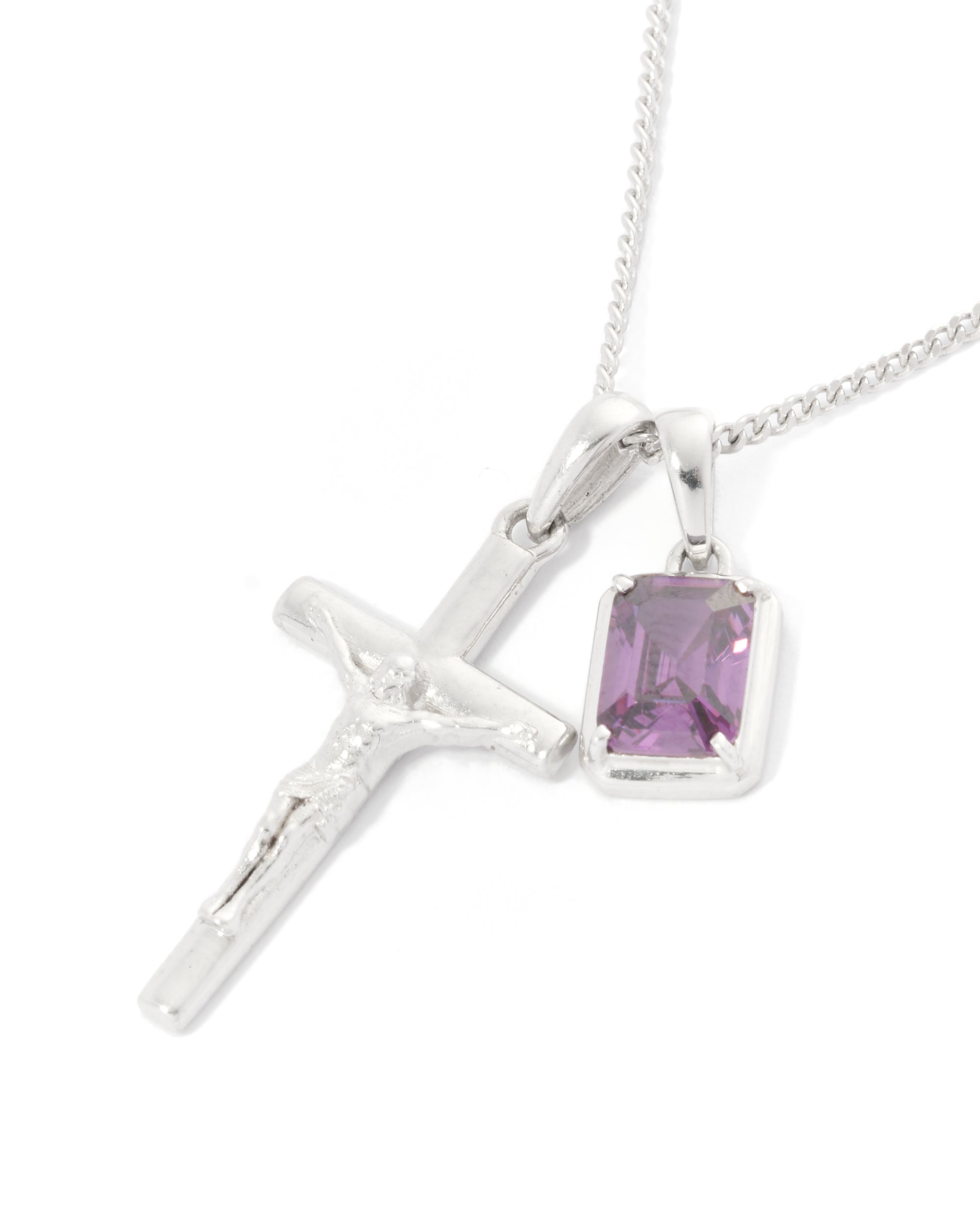 The Crucifix x Cathedral Amethyst stone - Silver