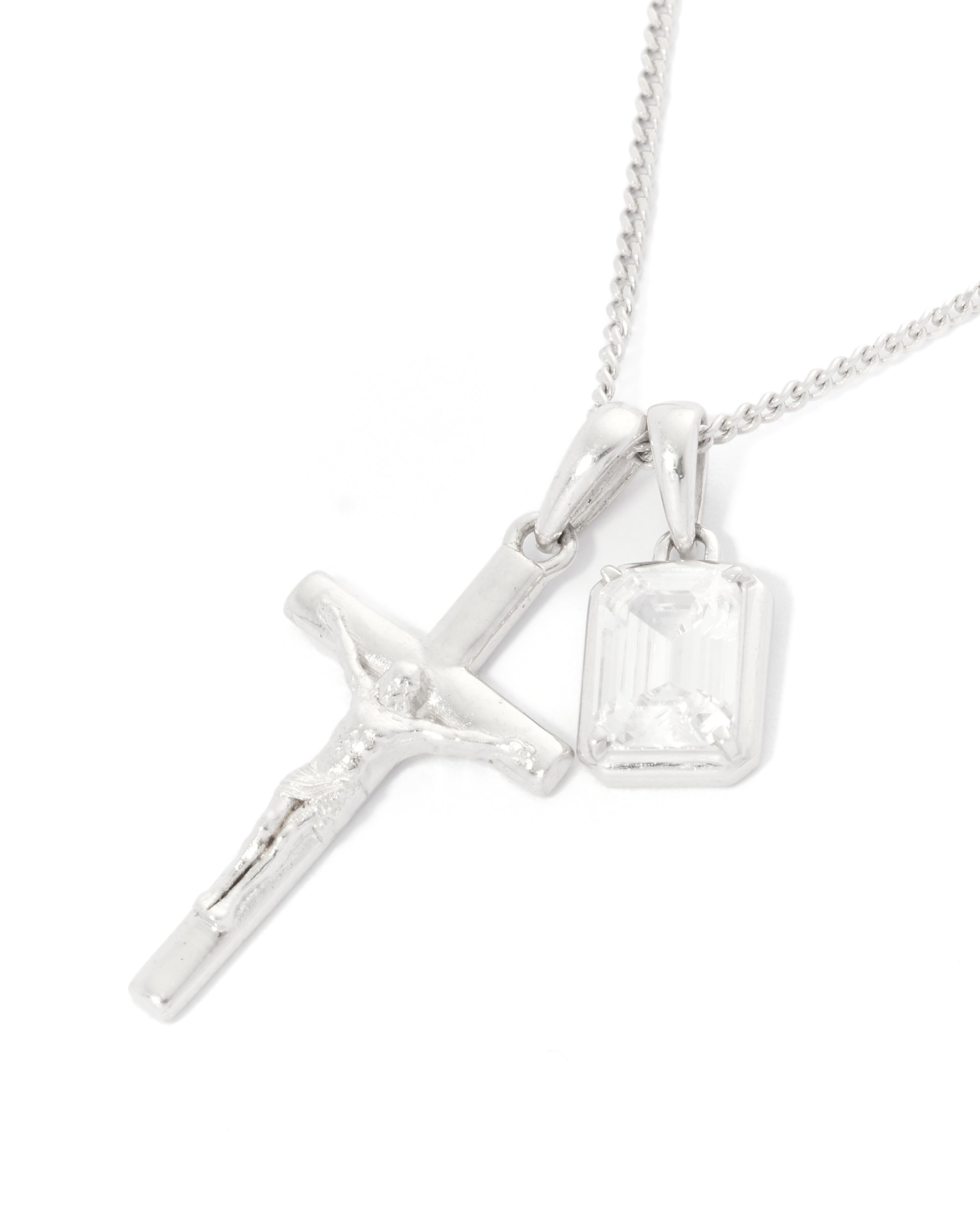 The Crucifix x Diamond stone - Silver