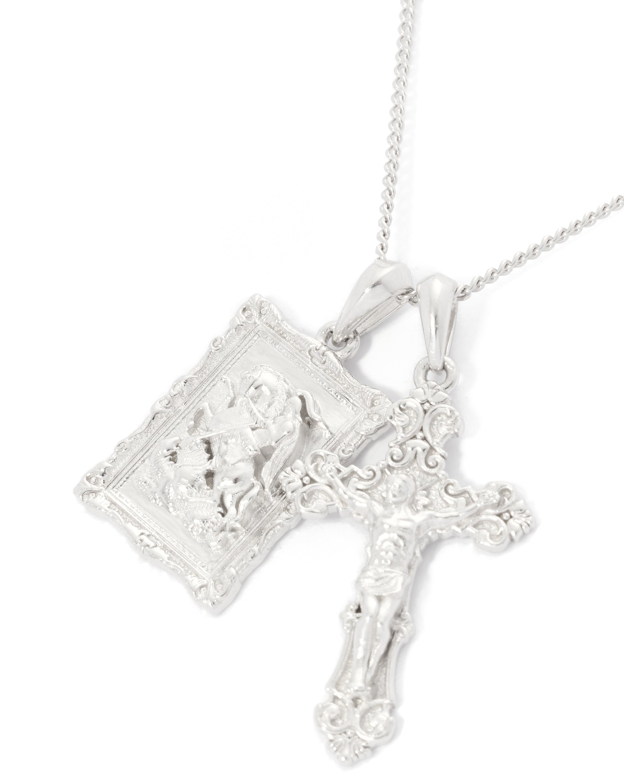 Motif crucifix x St George frame - Silver