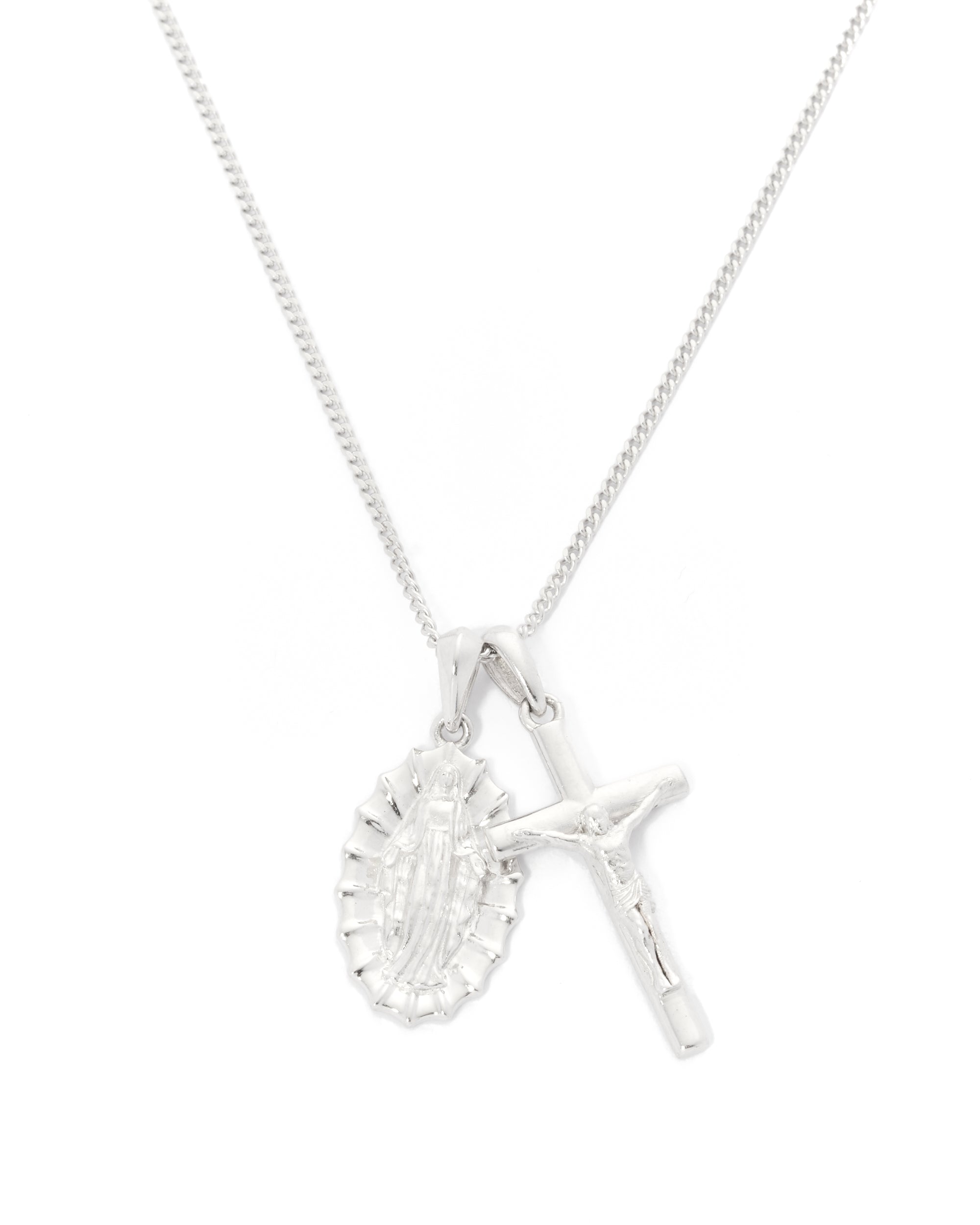 Our lady of Guadalupe x Crucifix stack - silver