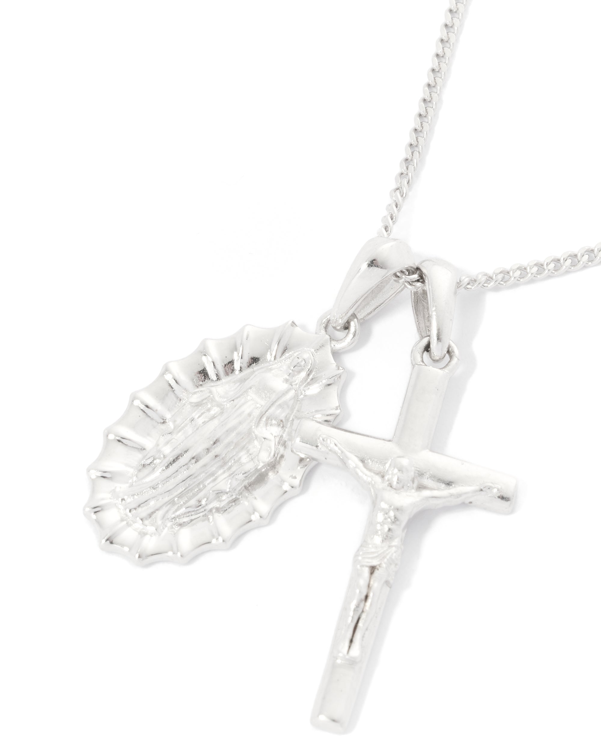 Our lady of Guadalupe x Crucifix stack - silver