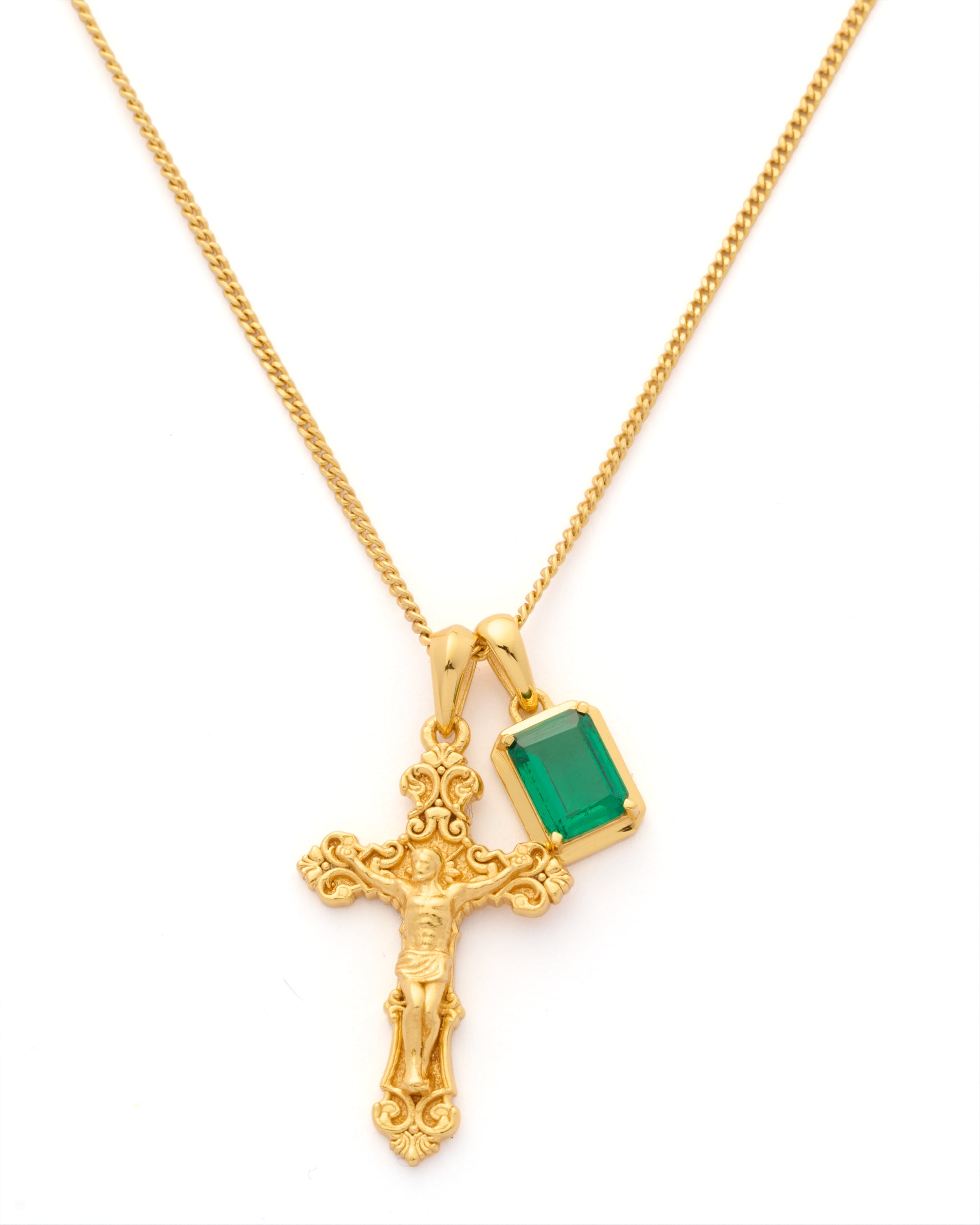 Motif crucifix x Eleftheria Emerald stack - Gold