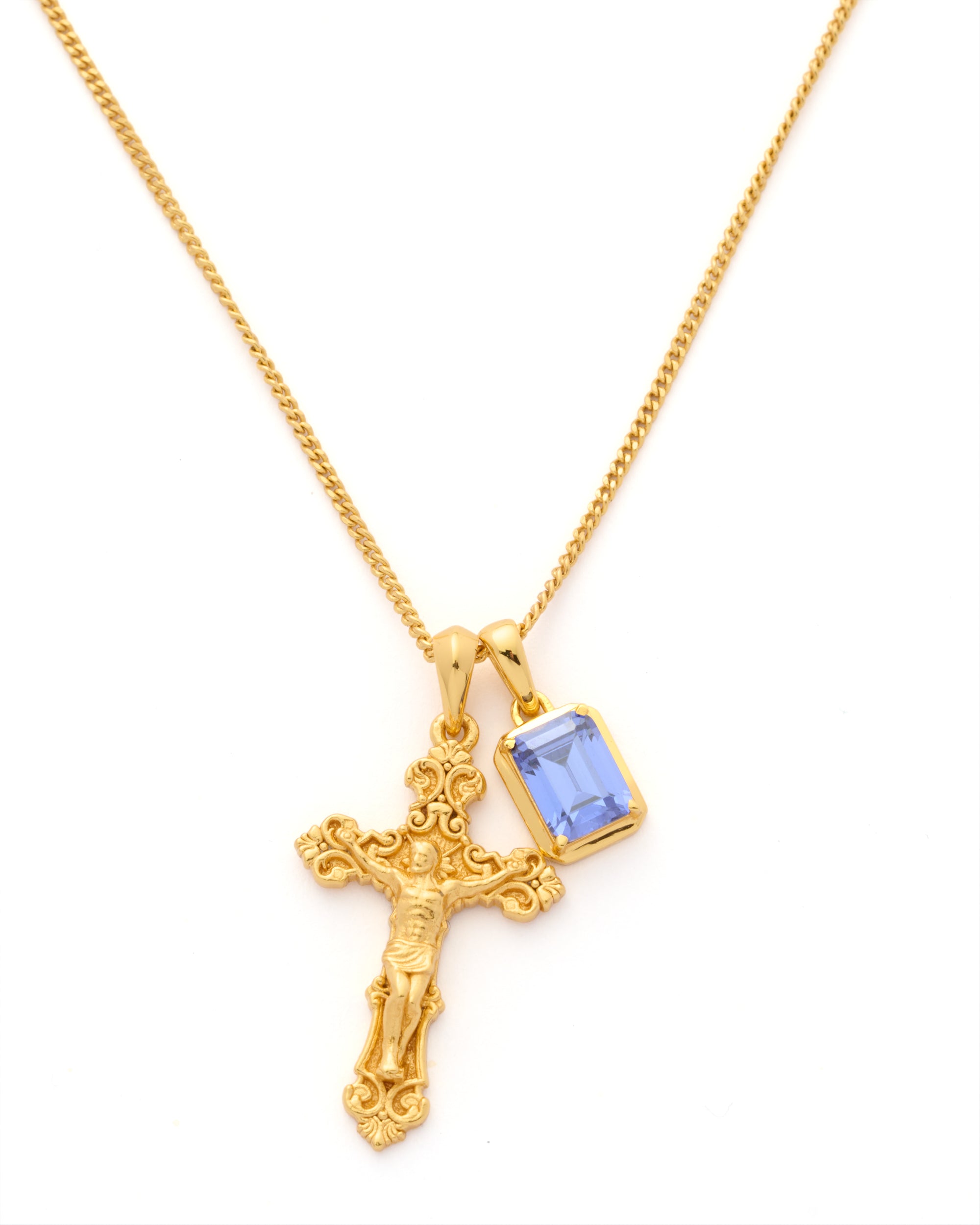 Motif crucifix x Sapphire Sea stone stack - Gold (Pre order)