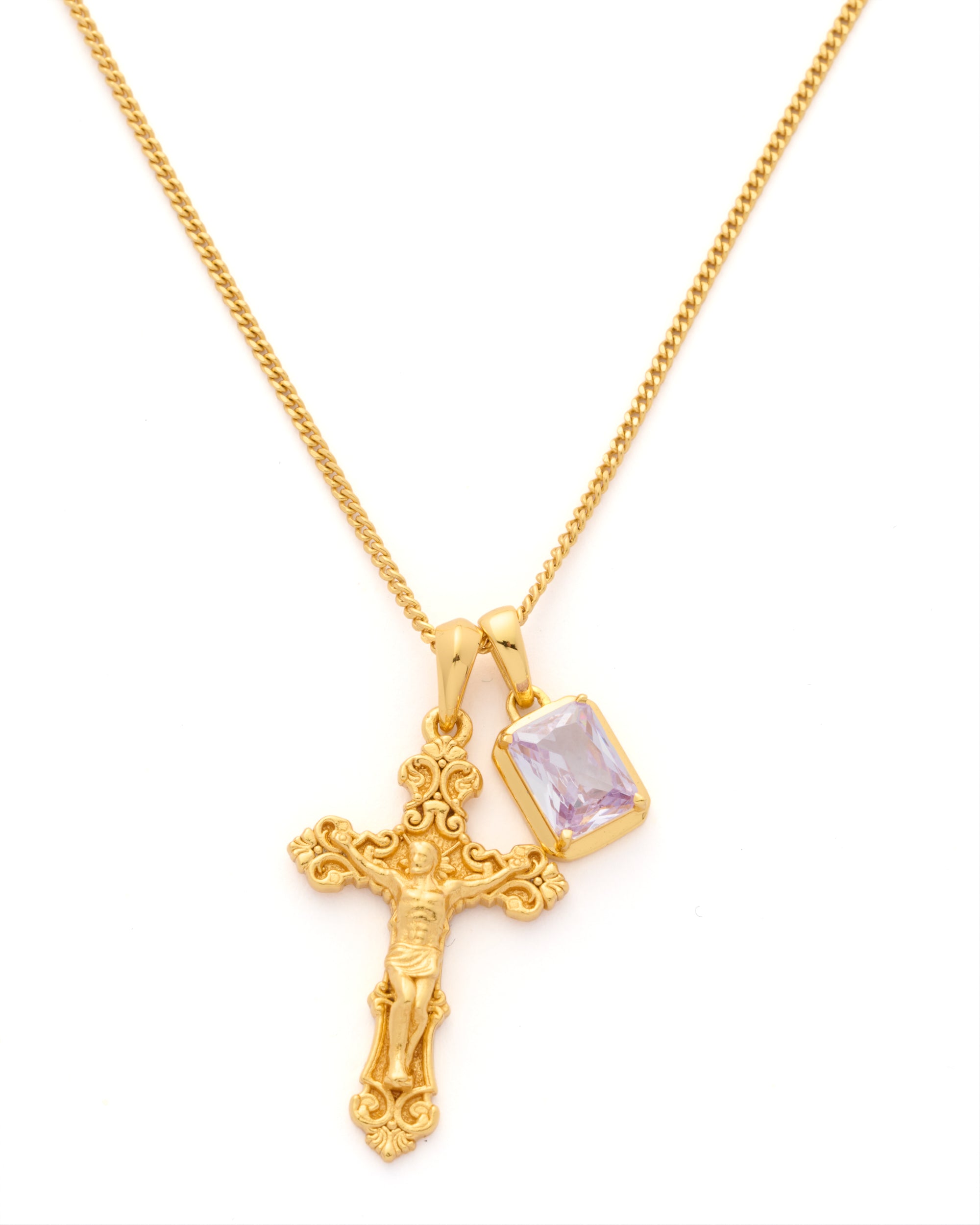 Motif Crucifix x lavender stone stack - Gold
