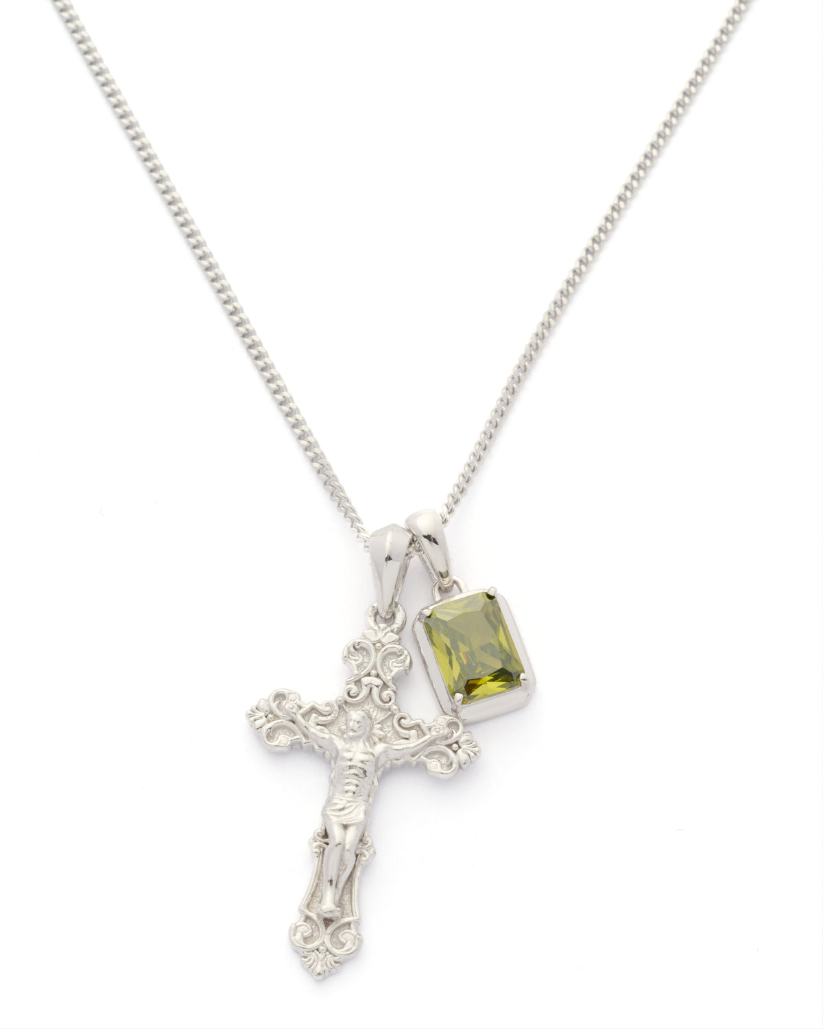 Motif crucifix x Mediterranean olive stone stack - Silver