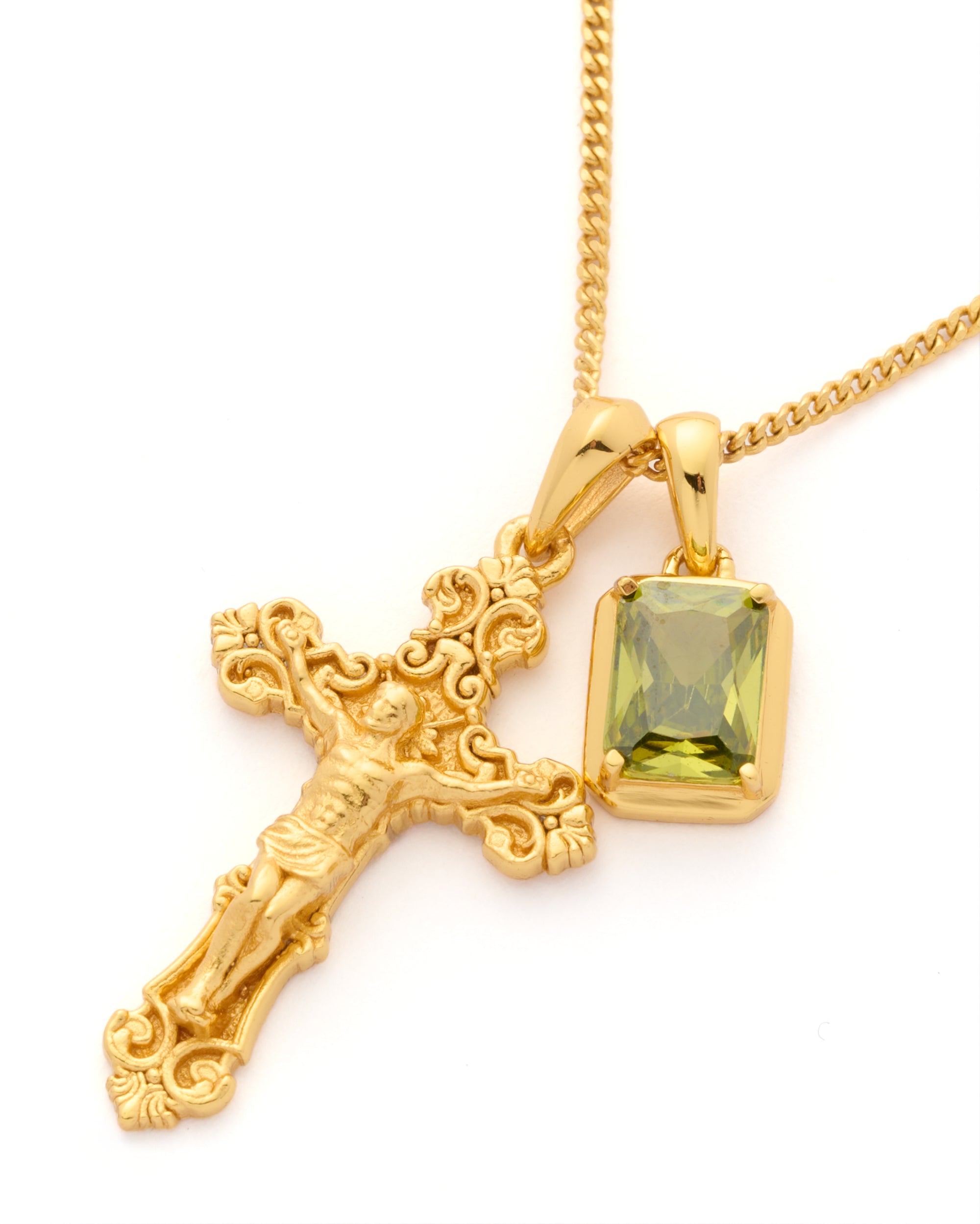 Motif crucifix x Mediterranean Olive stone stack - Gold