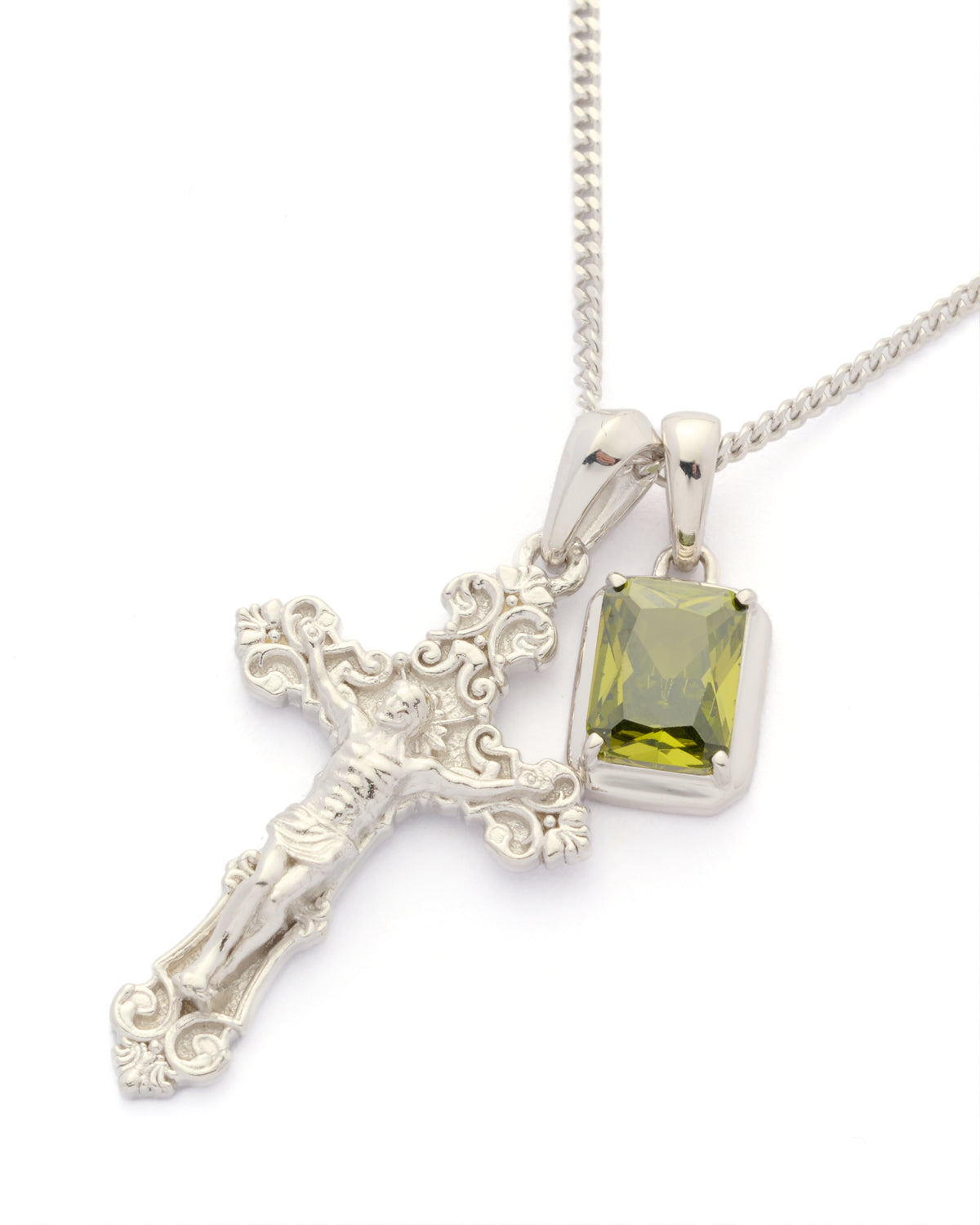 Motif crucifix x Mediterranean olive stone stack - Silver