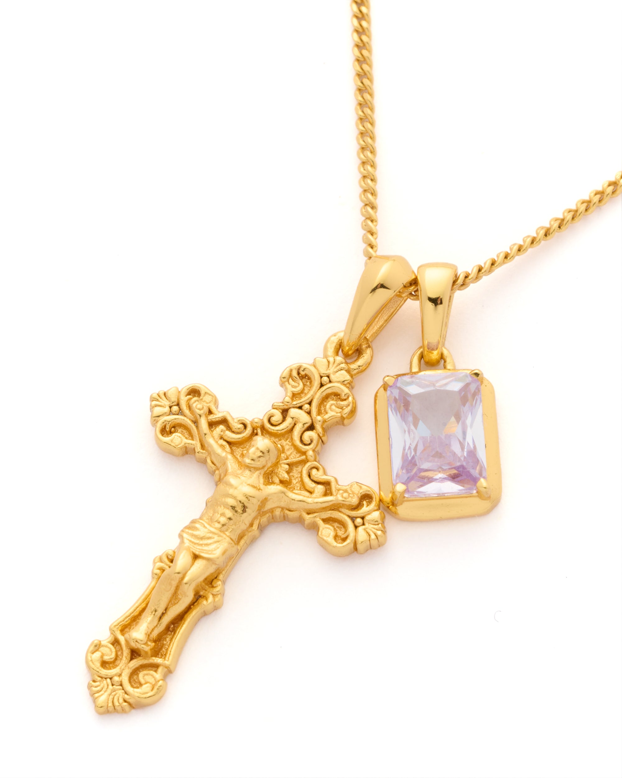 Motif Crucifix x lavender stone stack - Gold