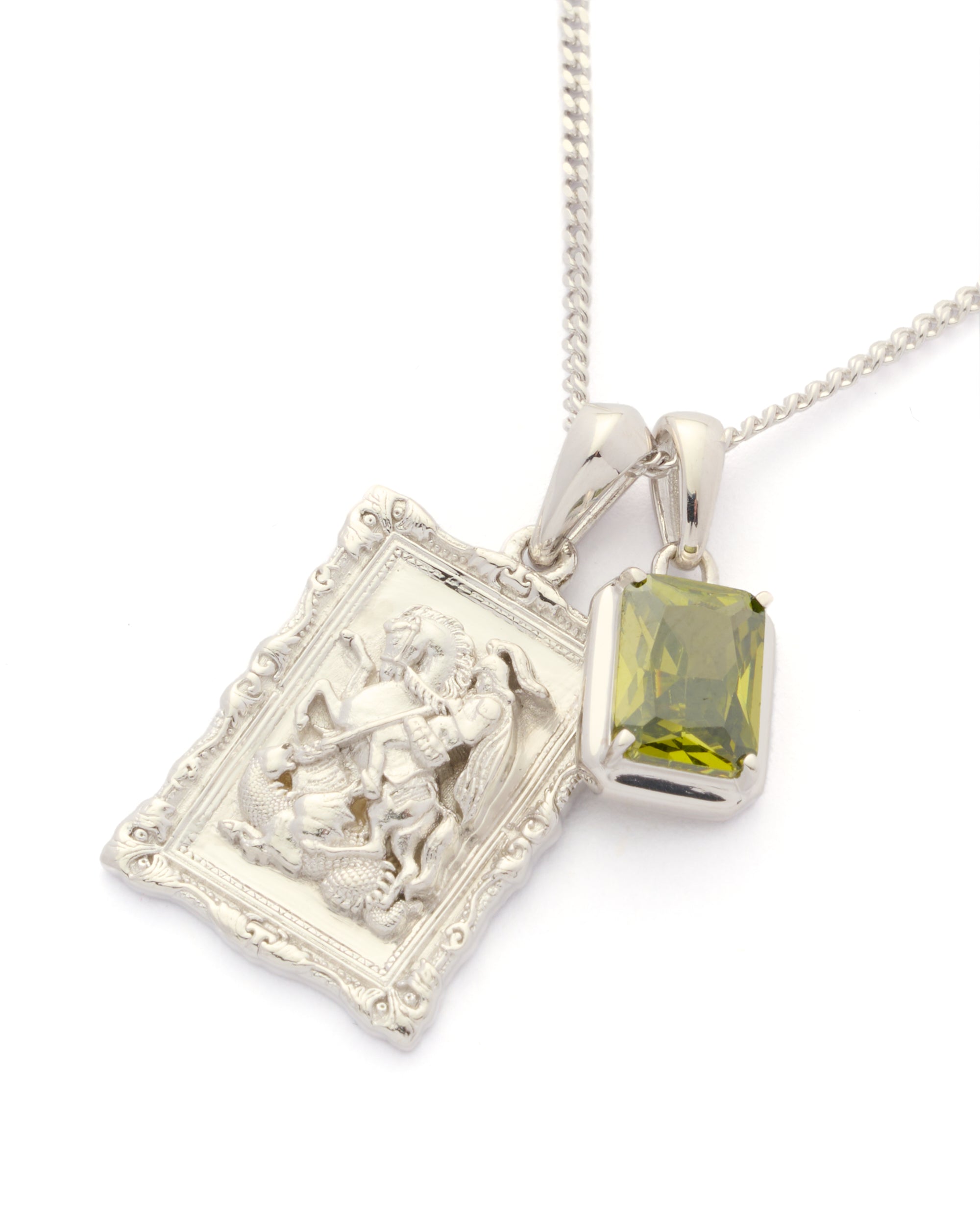 St George frame X Mediterranean Olive stone stack -Silver