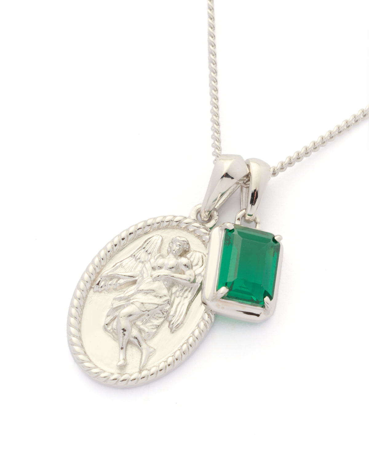 The Guardian X Eleftheria emerald stone stack - Silver