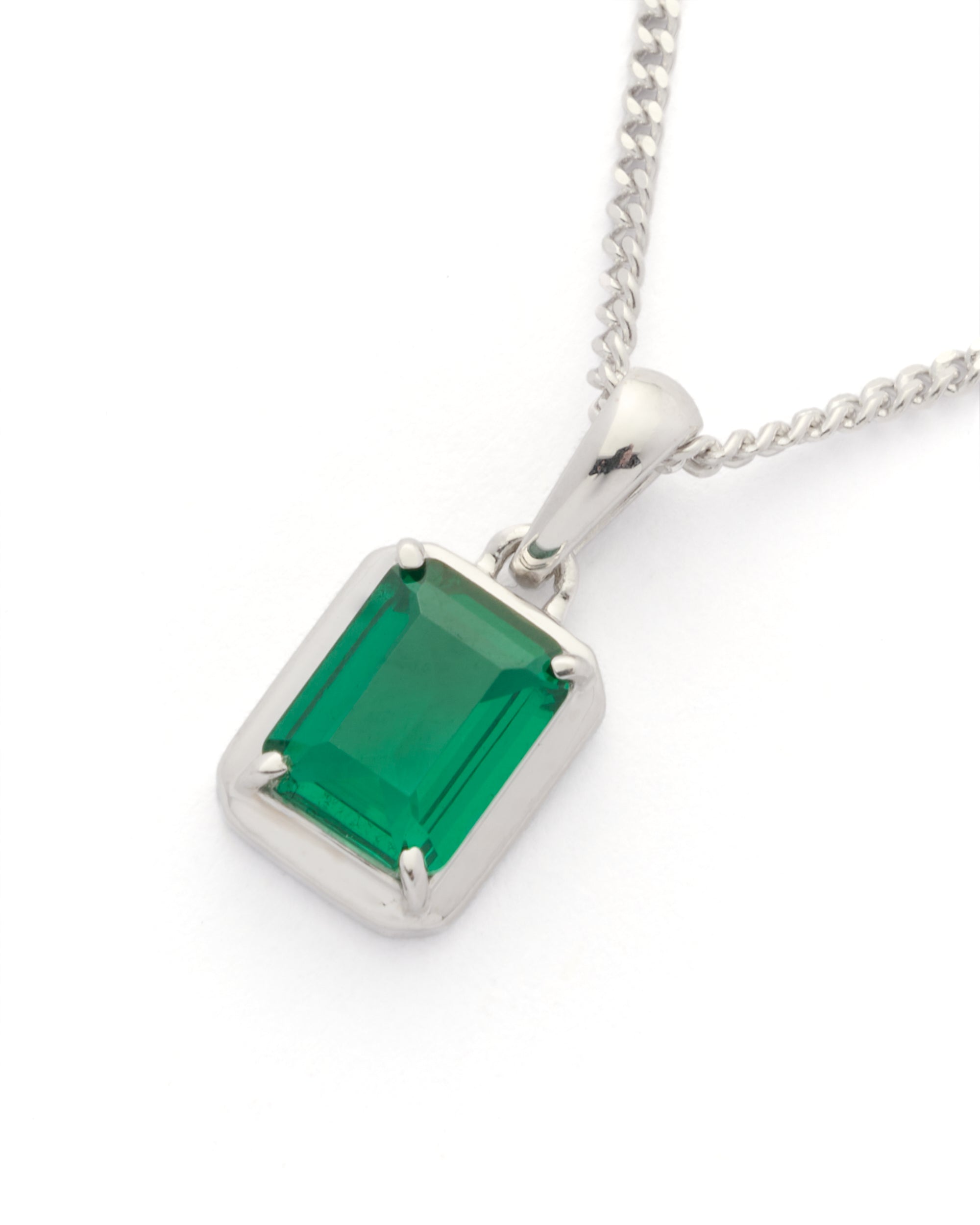 Eleftheria Emerald stone chain - Silver