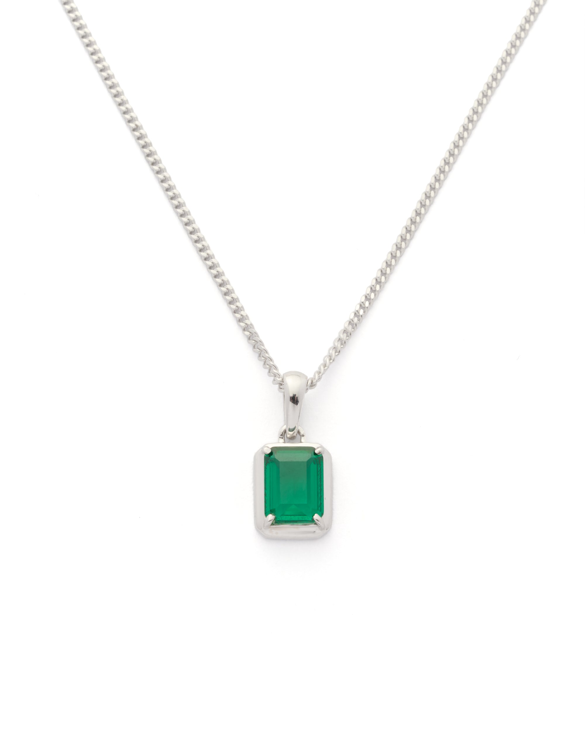 Eleftheria Emerald stone chain - Silver