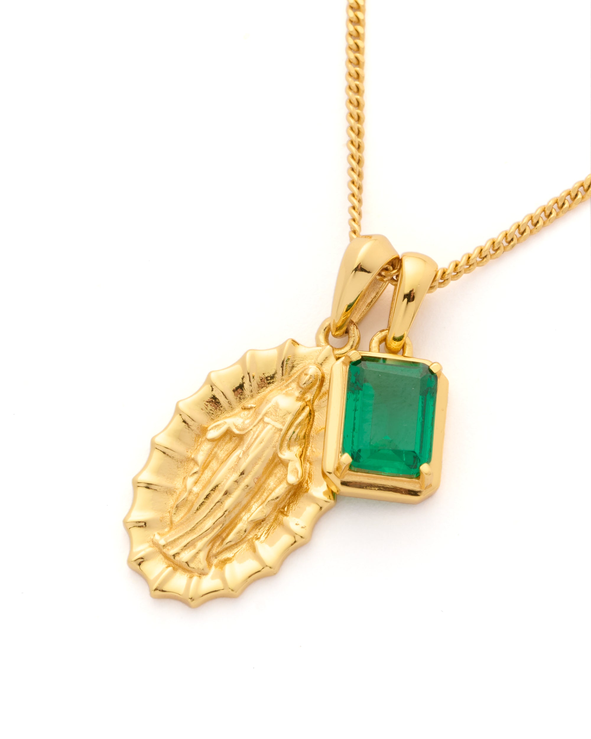 Our lady of Guadalupe x Eleftheria emerald stone stack - Gold