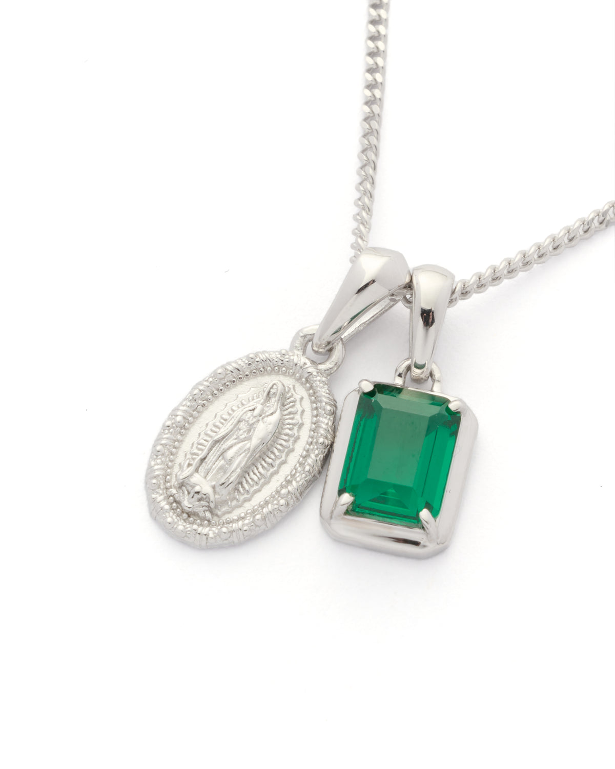 Mini Guadalupe x Eleftheria Emerald stone stack - Silver