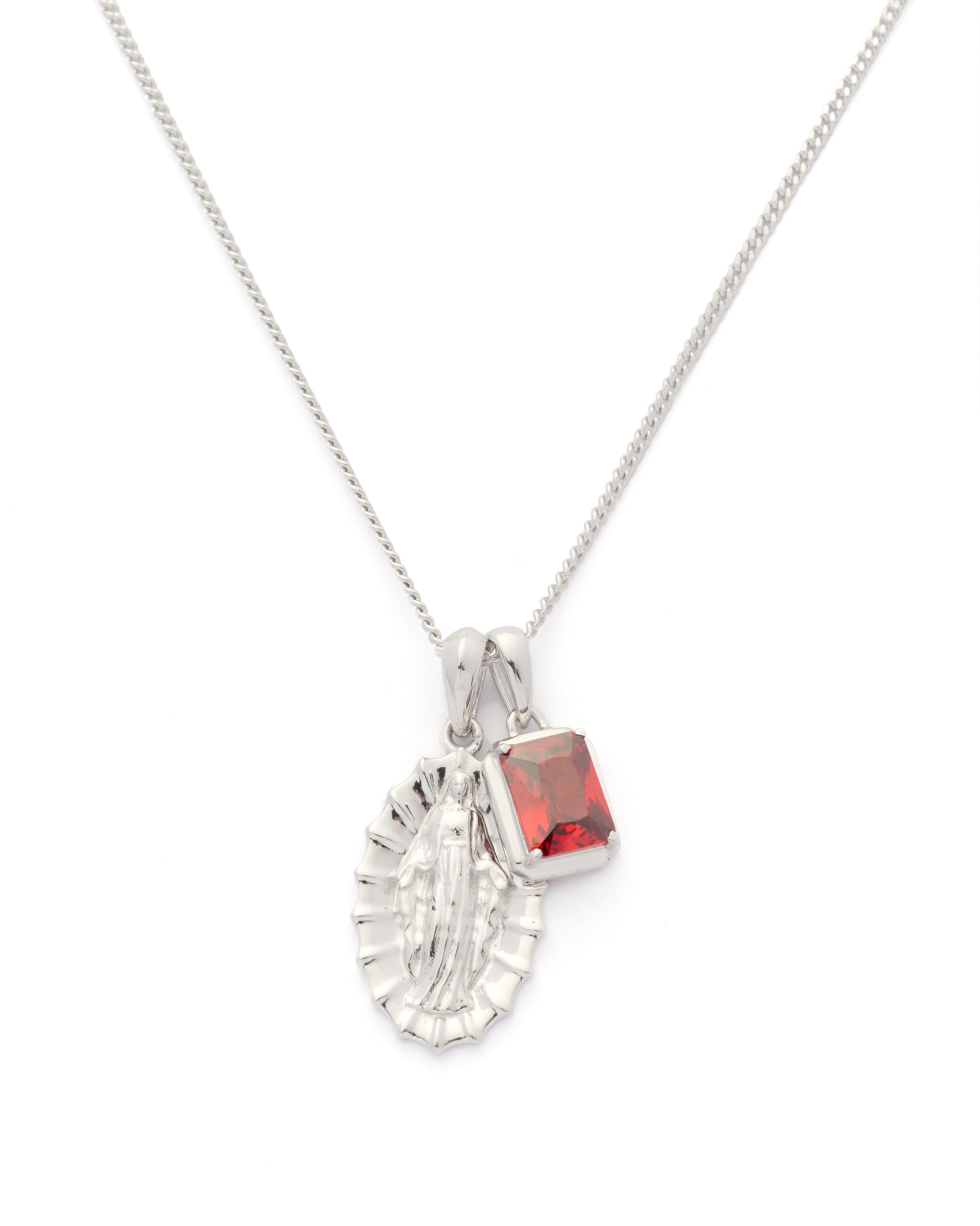 Our Lady of Guadalupe x  Lisbon red stone stack - Silver