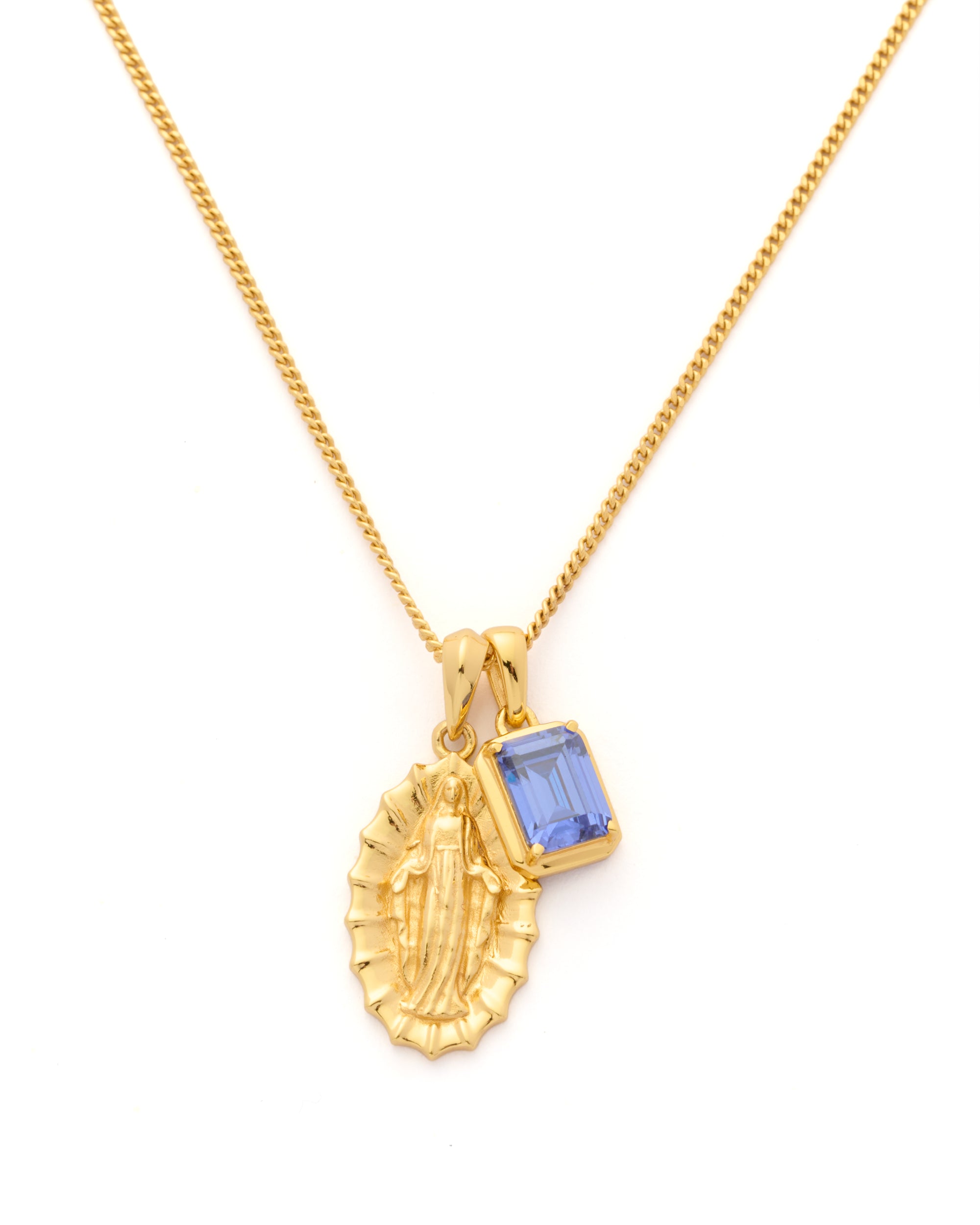 Our lady of Guadalupe X Sapphire stone - Gold