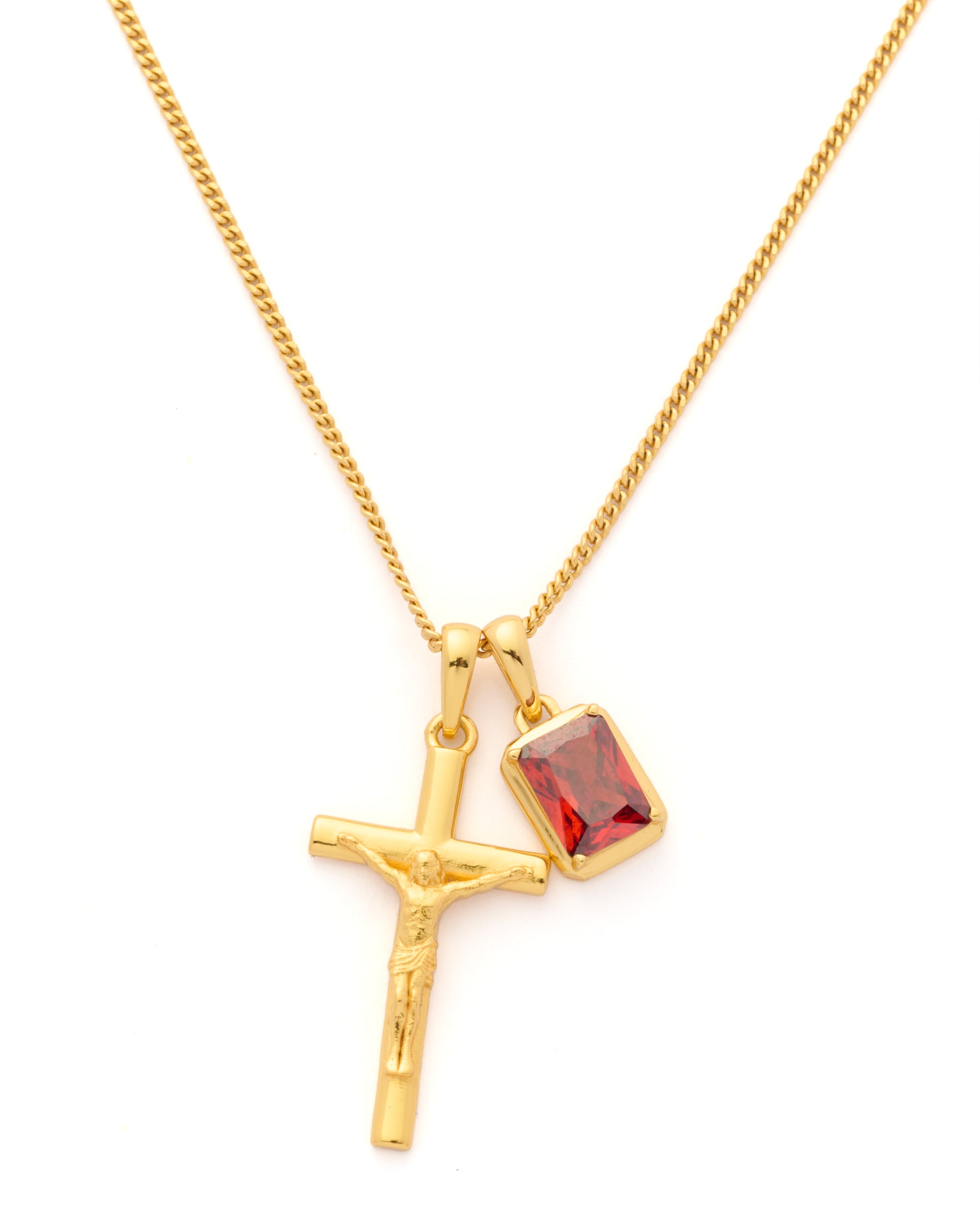 The Crucifix x Lisbon red stone - Gold