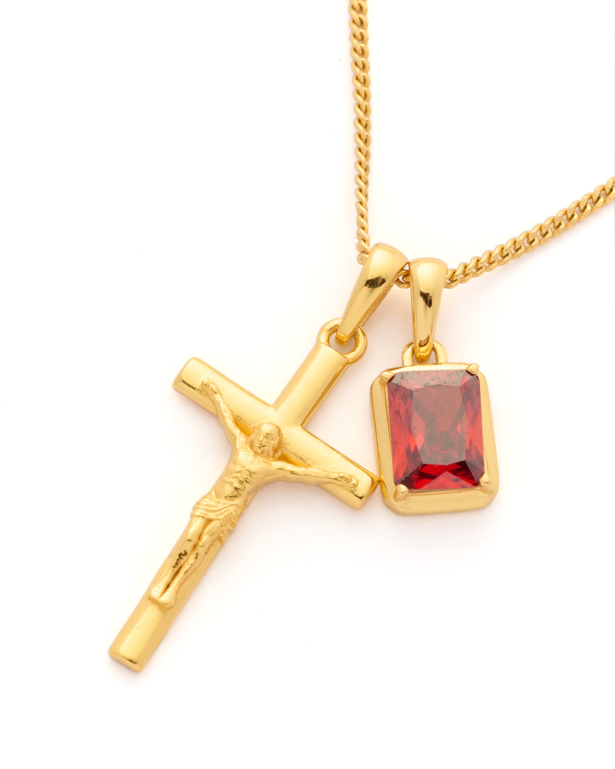 The Crucifix x Lisbon red stone - Gold