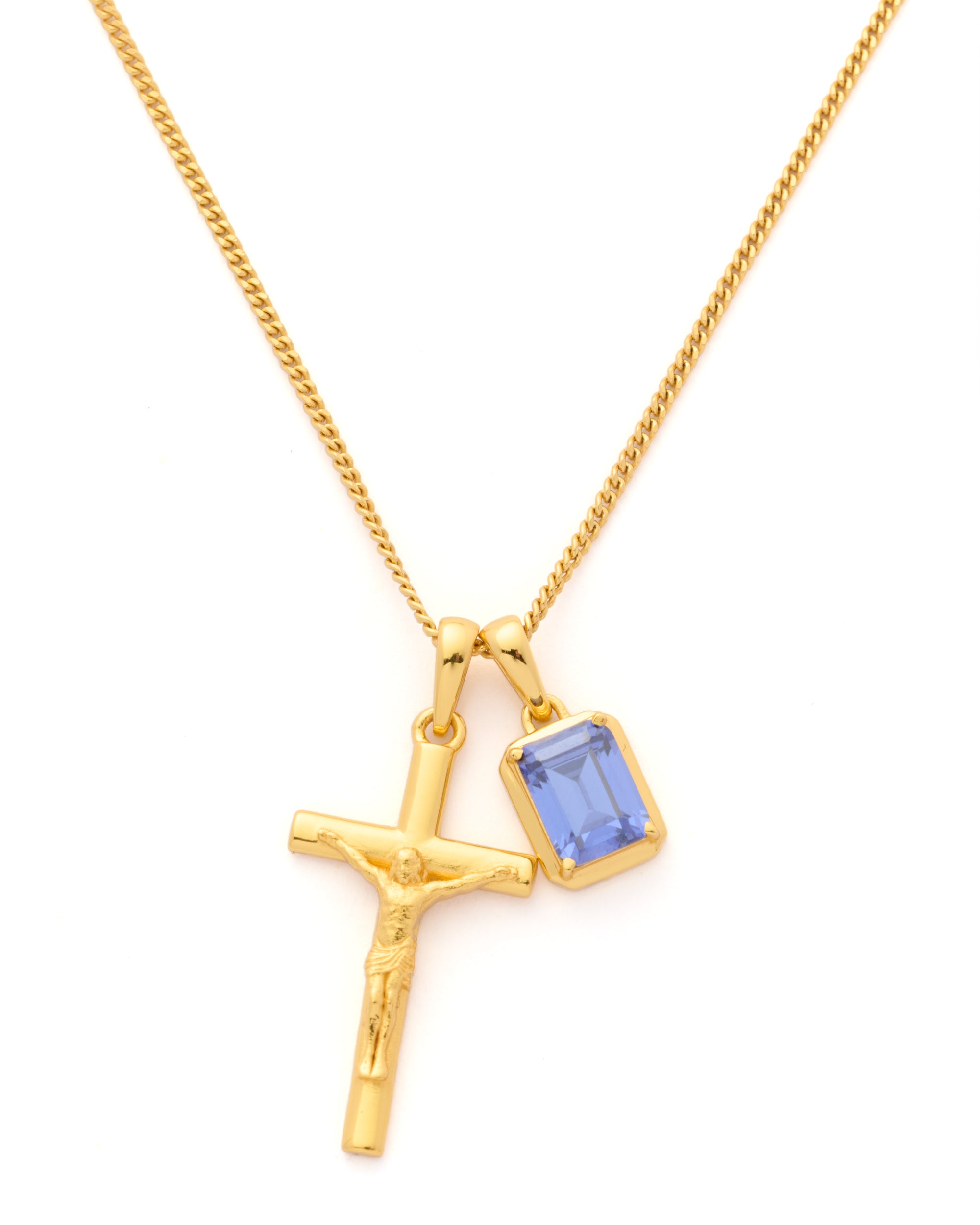The Crucifix x Sapphire Stone - Gold