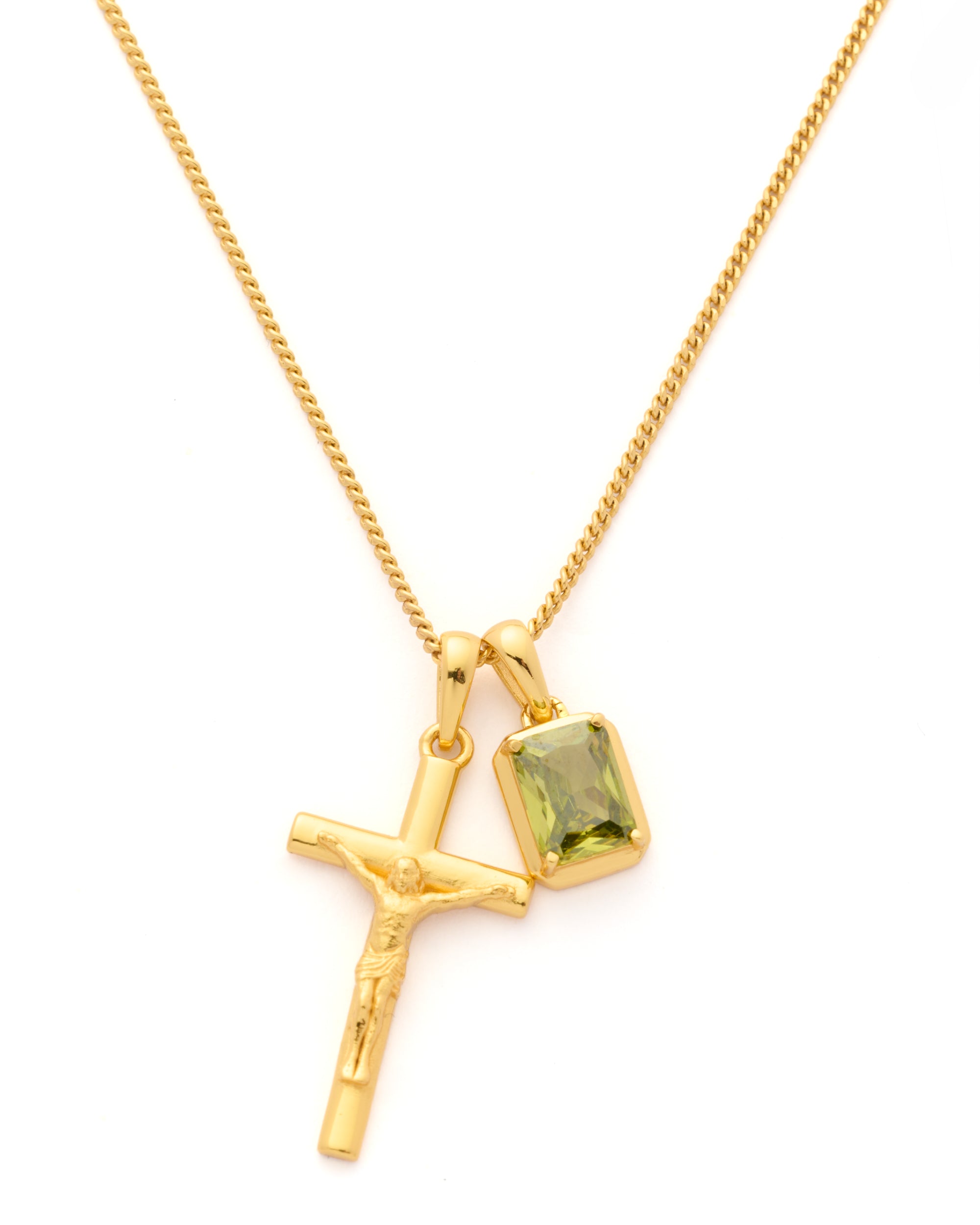 The Crucifix x Mediterranean Green stone - Gold