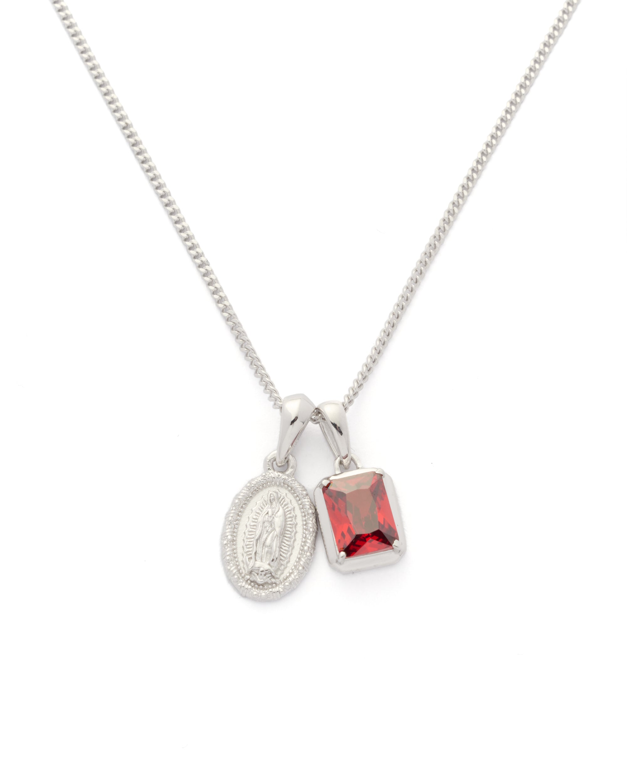 Mini Gaudalupe x Lisbon red stone stack - Silver