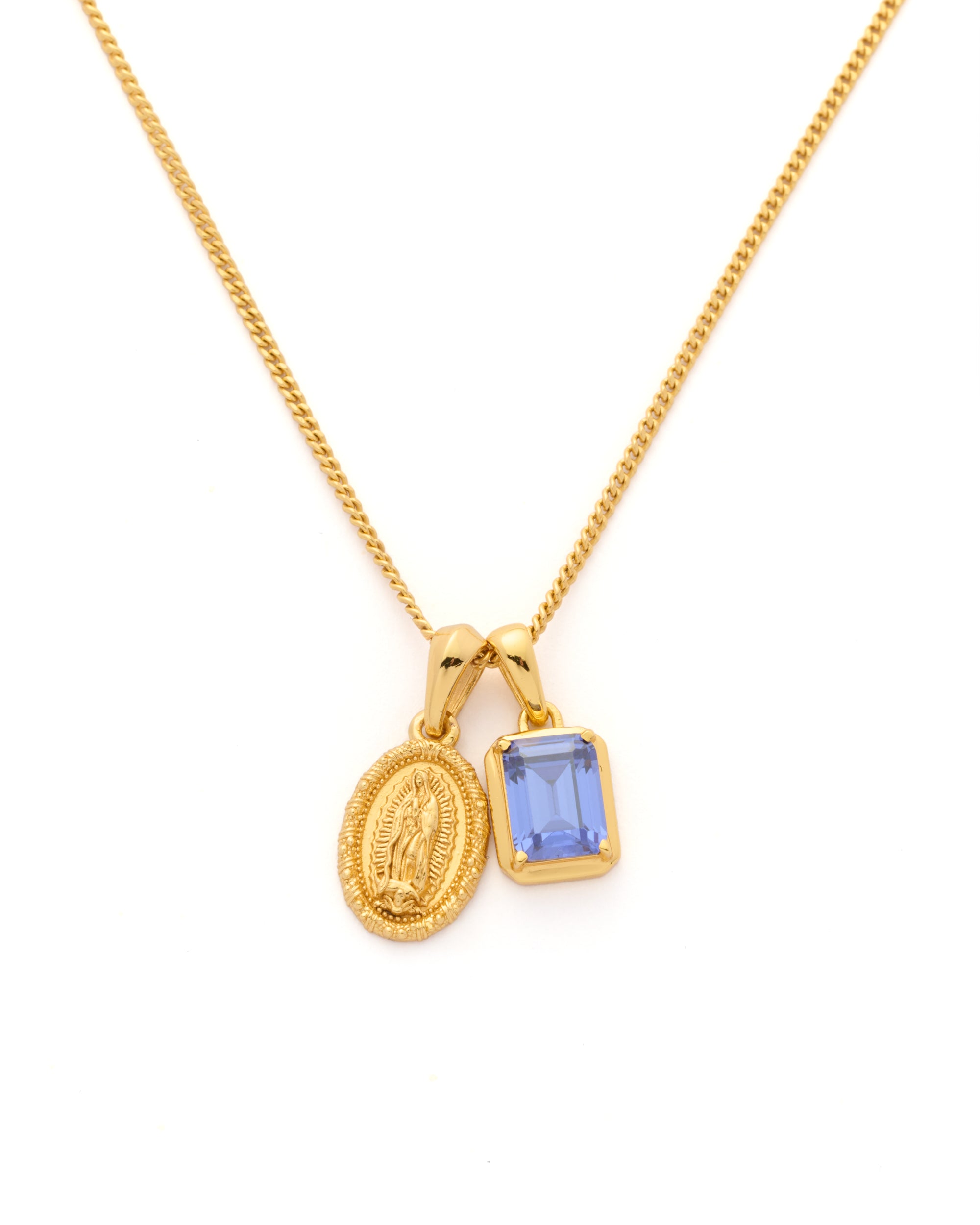 Mini Guadalupe x Sapphire stone stack - Gold
