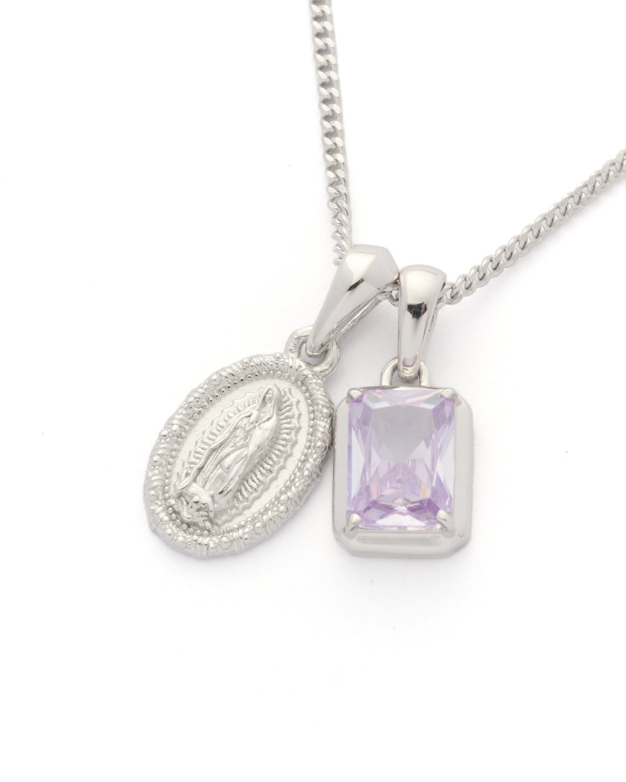 Mini Guadalupe x Lavender stone stack - Silver