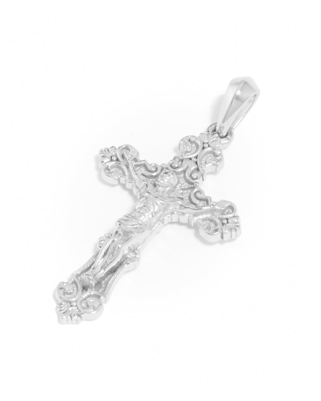 Motif Crucifix Pendant - Silver