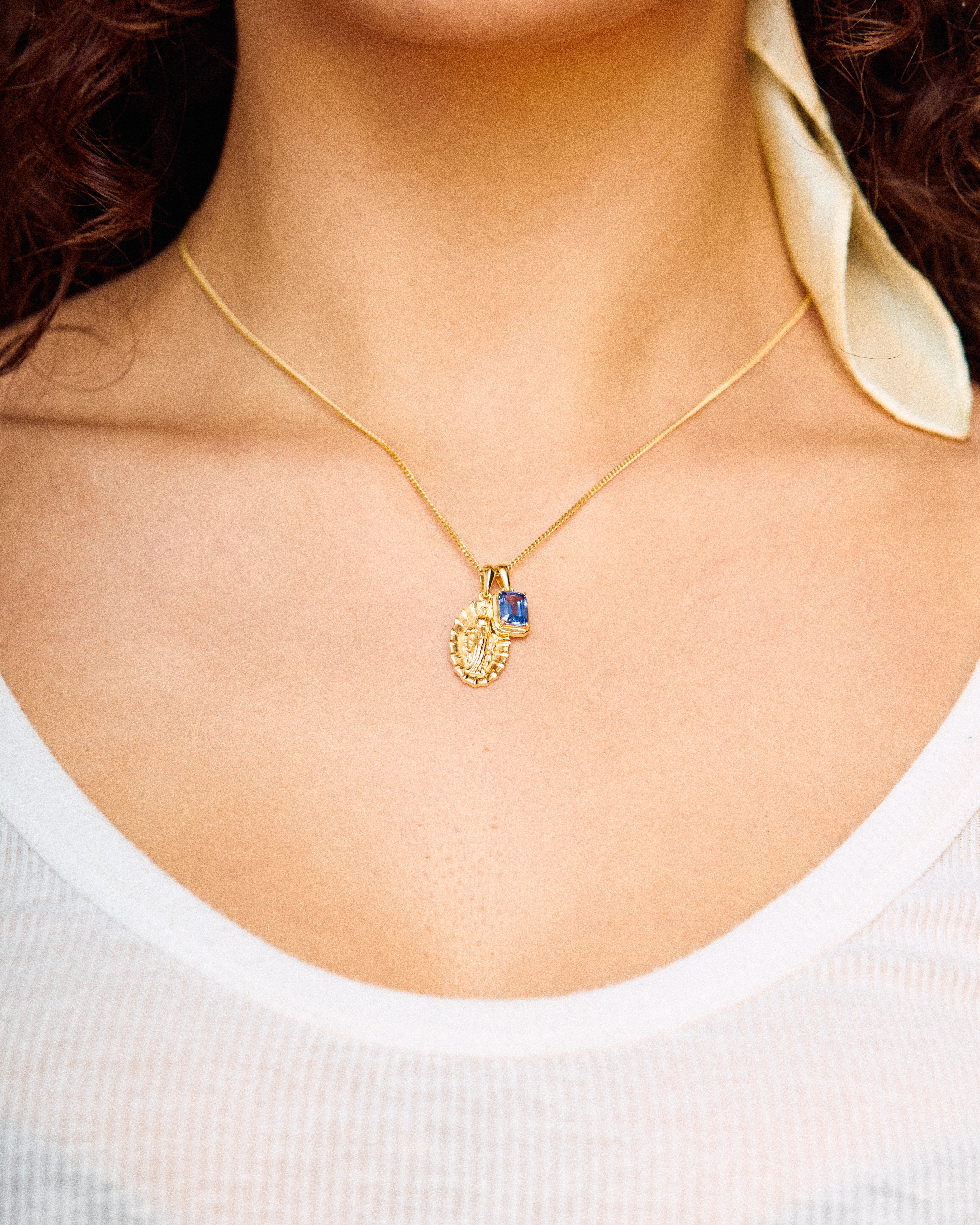 Our Lady of Guadalupe x Sapphire stone stack - Silver