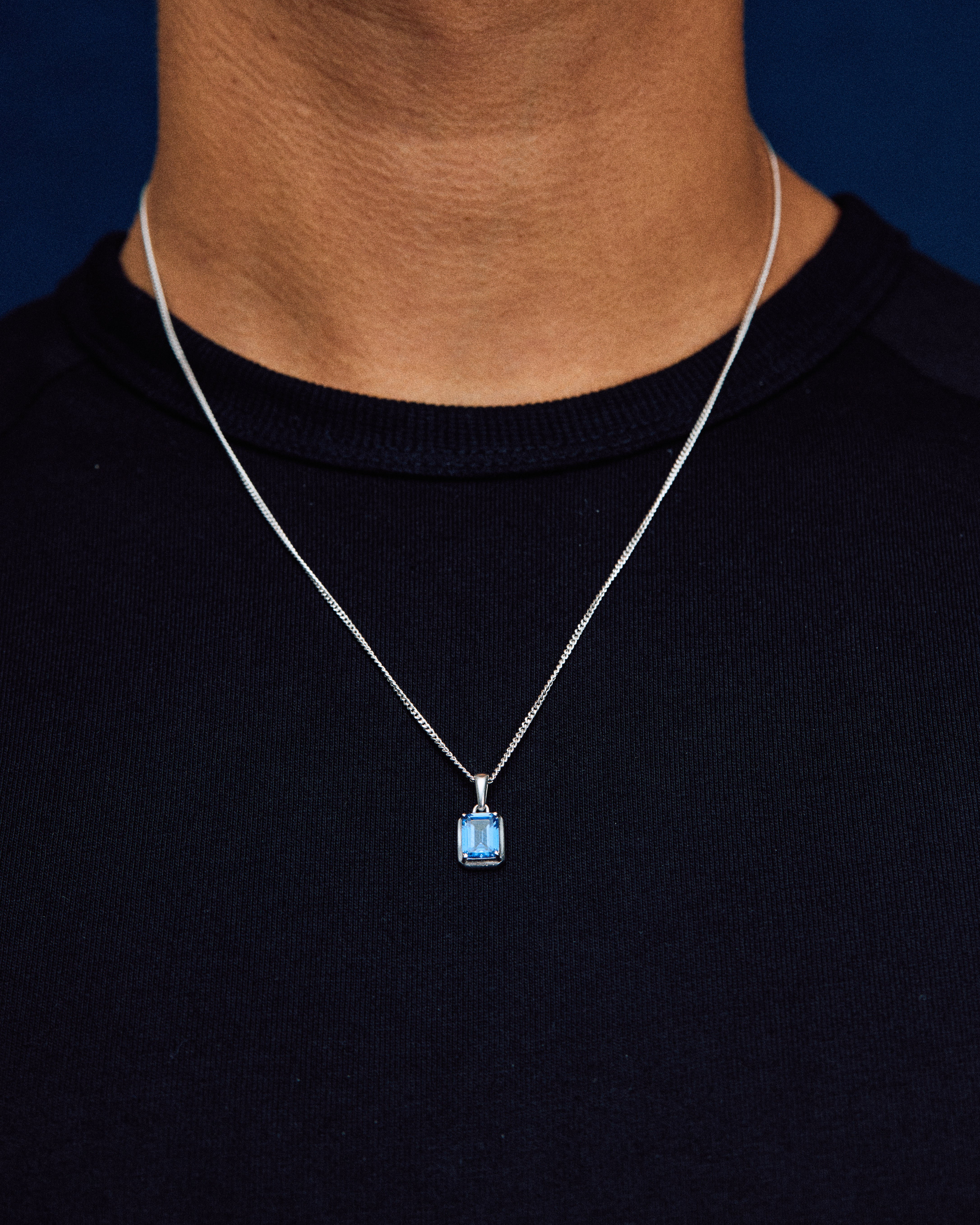 Sapphire Sea stone chain- Silver