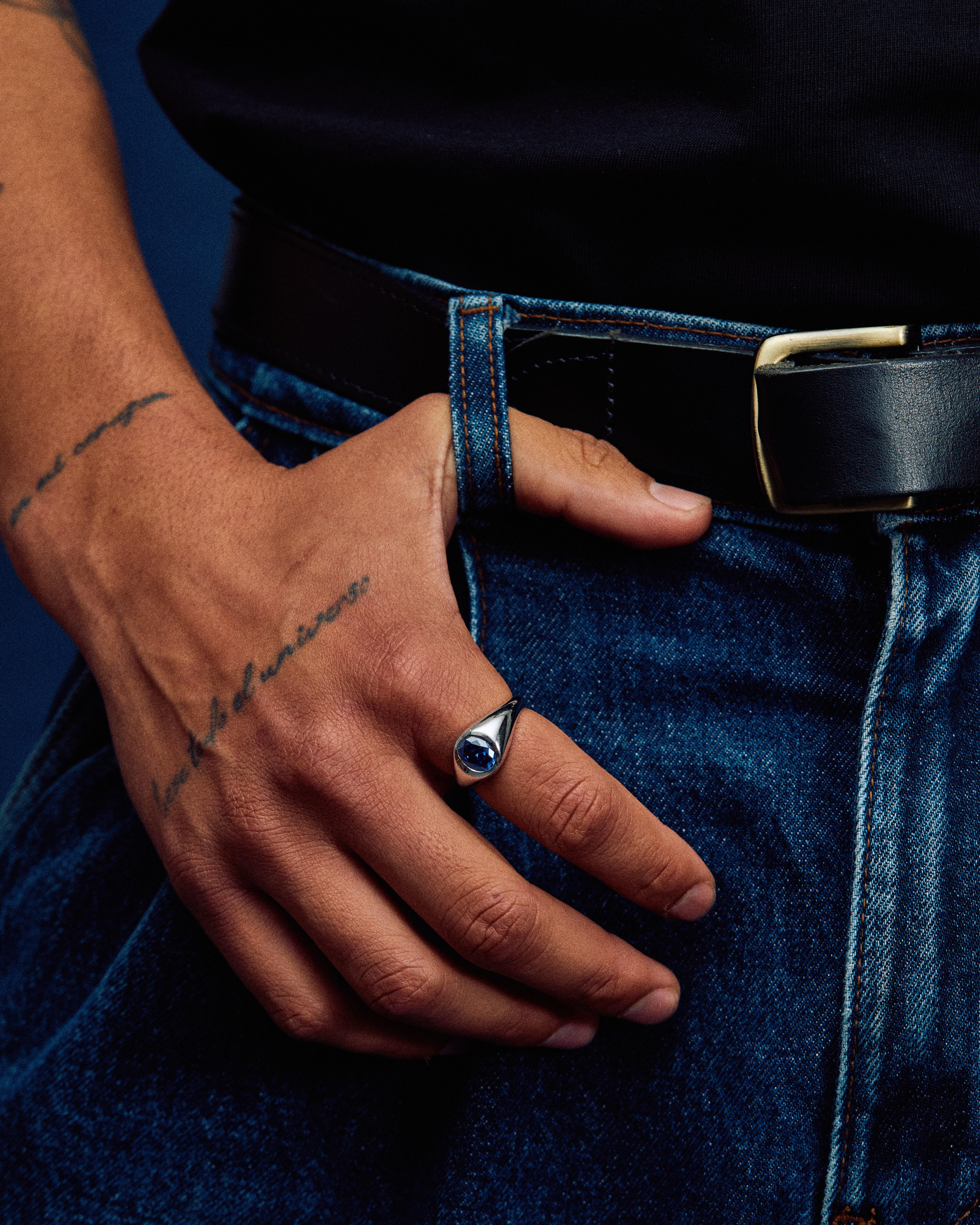 Porto Sapphire Signet ring - Silver