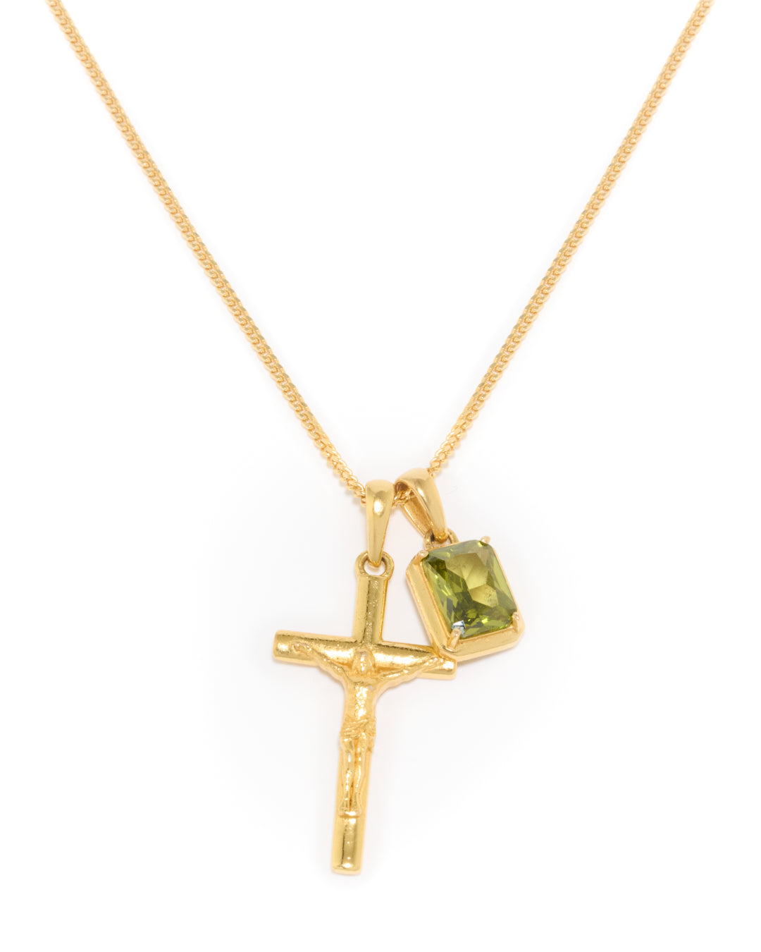 Crucifix x Mediterranean Green stone - Gold (Pre order)