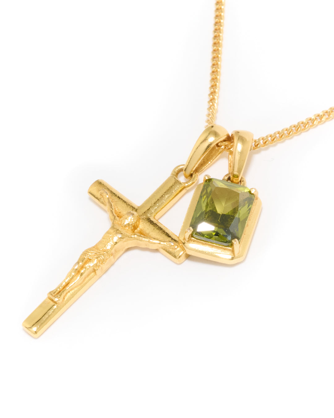 Crucifix x Mediterranean Green stone - Gold (Pre order)